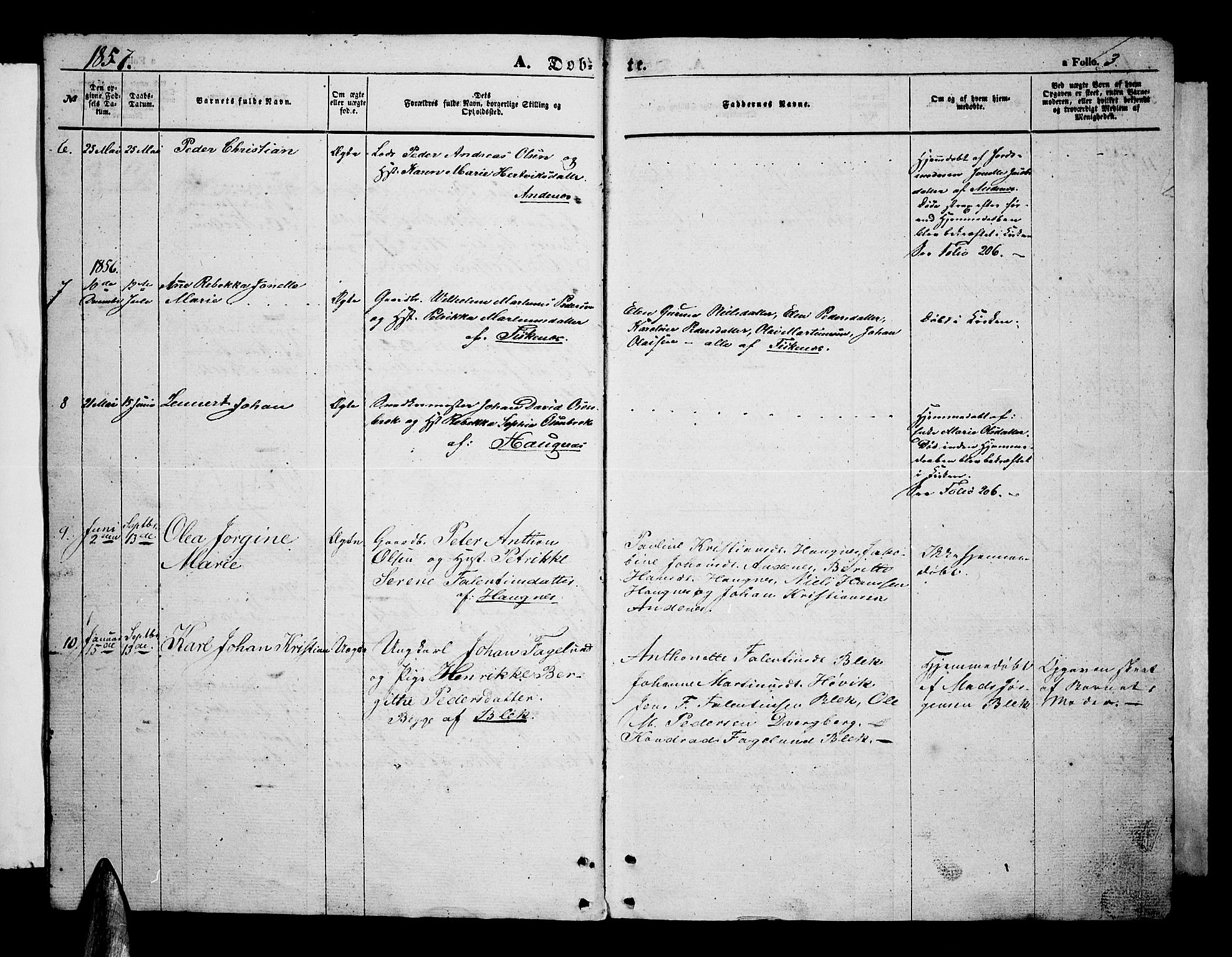 Ministerialprotokoller, klokkerbøker og fødselsregistre - Nordland, AV/SAT-A-1459/899/L1447: Parish register (copy) no. 899C02, 1855-1886, p. 3