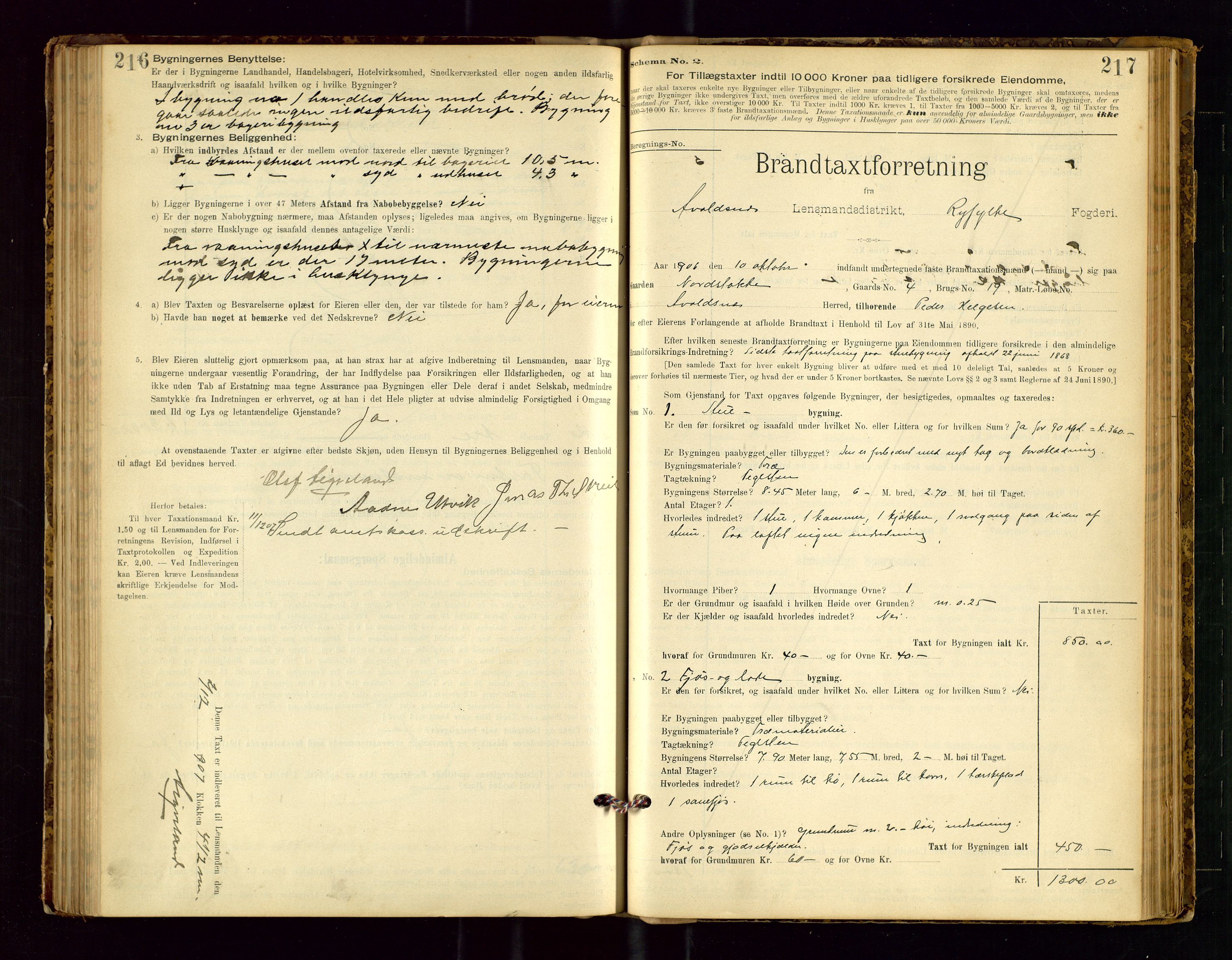 Avaldsnes lensmannskontor, SAST/A-100286/Gob/L0001: "Brandtaxationsprotokol for Avaldsnes Lensmandsdistrikt Ryfylke Fogderi", 1894-1925, p. 216-217