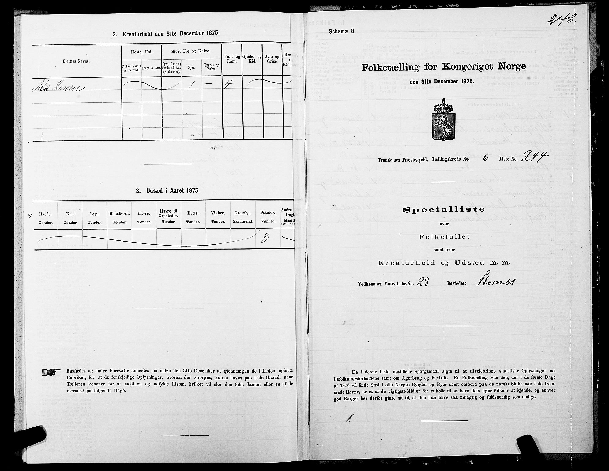 SATØ, 1875 census for 1914P Trondenes, 1875, p. 7243