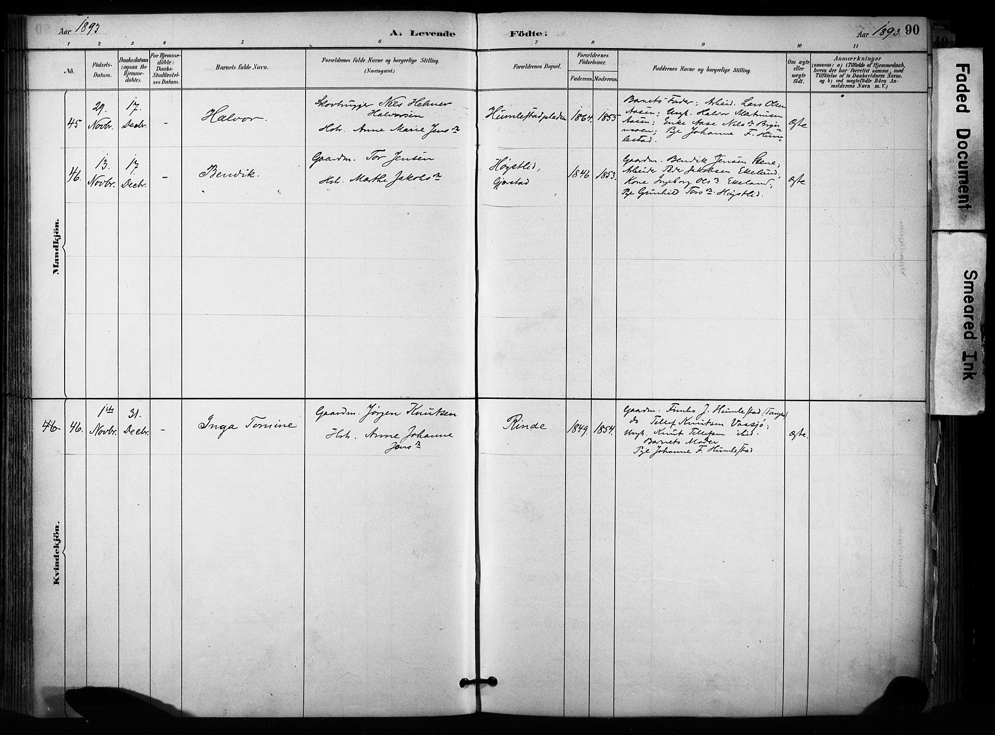 Sannidal kirkebøker, SAKO/A-296/F/Fa/L0015: Parish register (official) no. 15, 1884-1899, p. 90