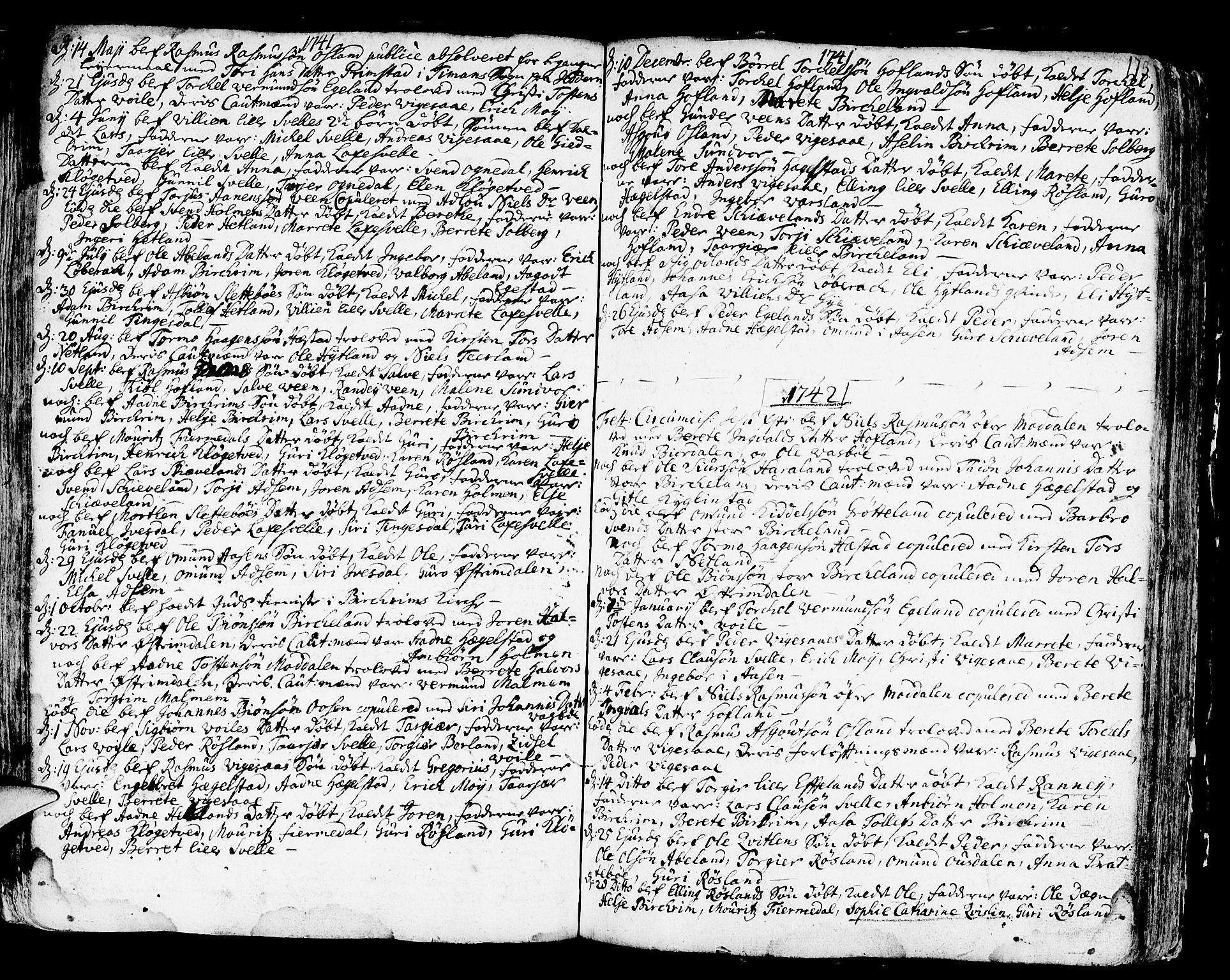 Helleland sokneprestkontor, SAST/A-101810: Parish register (official) no. A 1 /2, 1713-1761, p. 173