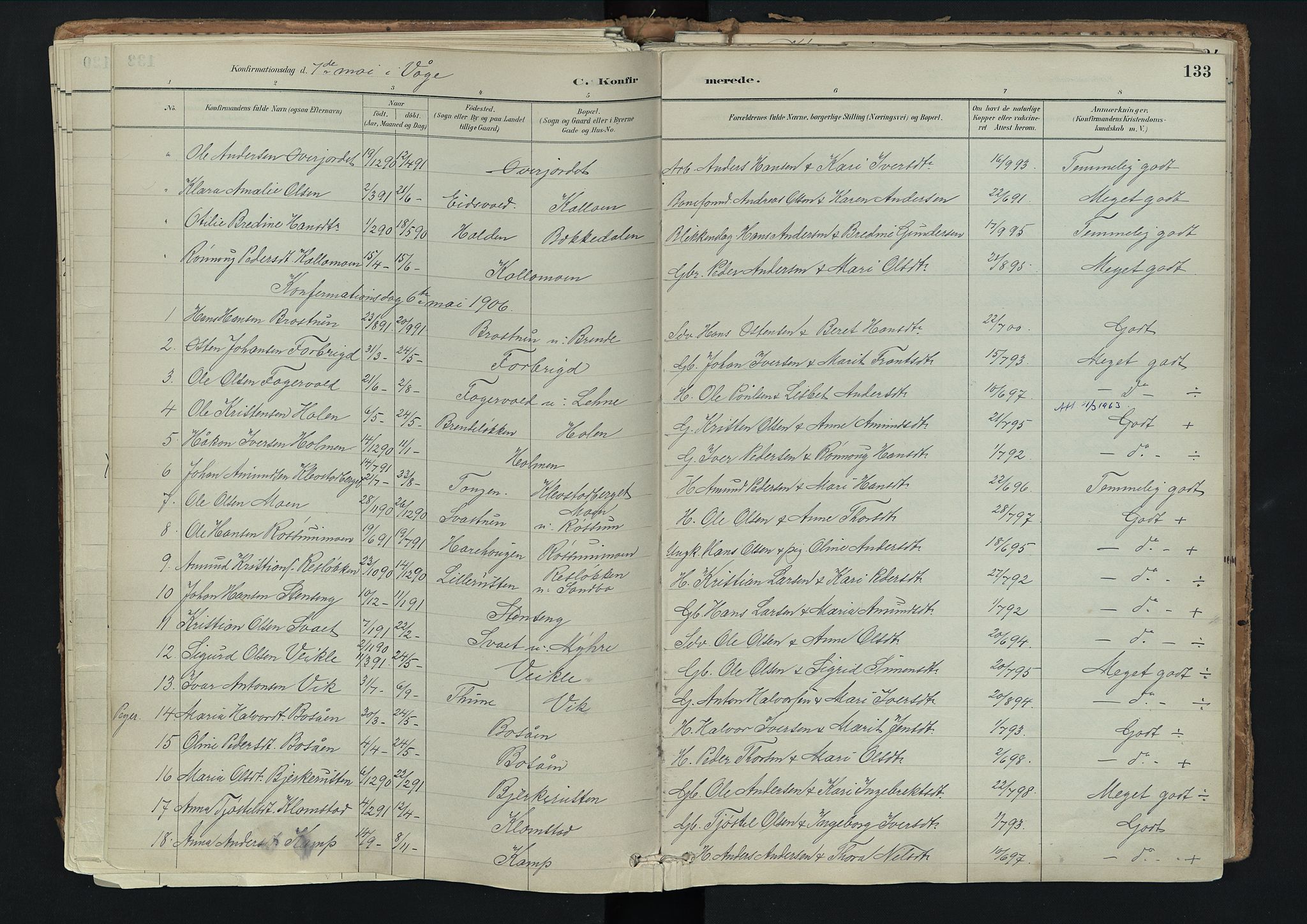 Nord-Fron prestekontor, SAH/PREST-080/H/Ha/Haa/L0003: Parish register (official) no. 3, 1884-1914, p. 133