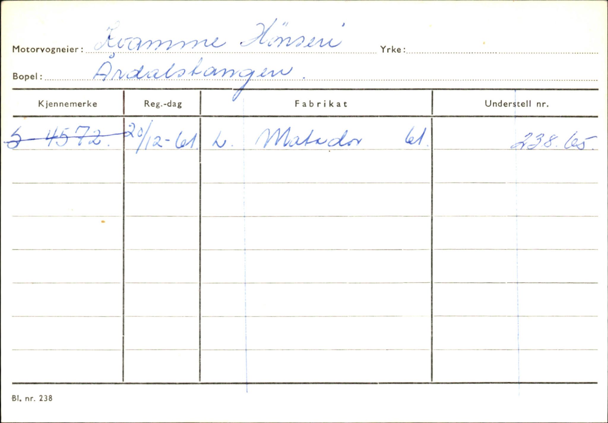 Statens vegvesen, Sogn og Fjordane vegkontor, SAB/A-5301/4/F/L0145: Registerkort Vågsøy S-Å. Årdal I-P, 1945-1975, p. 1305