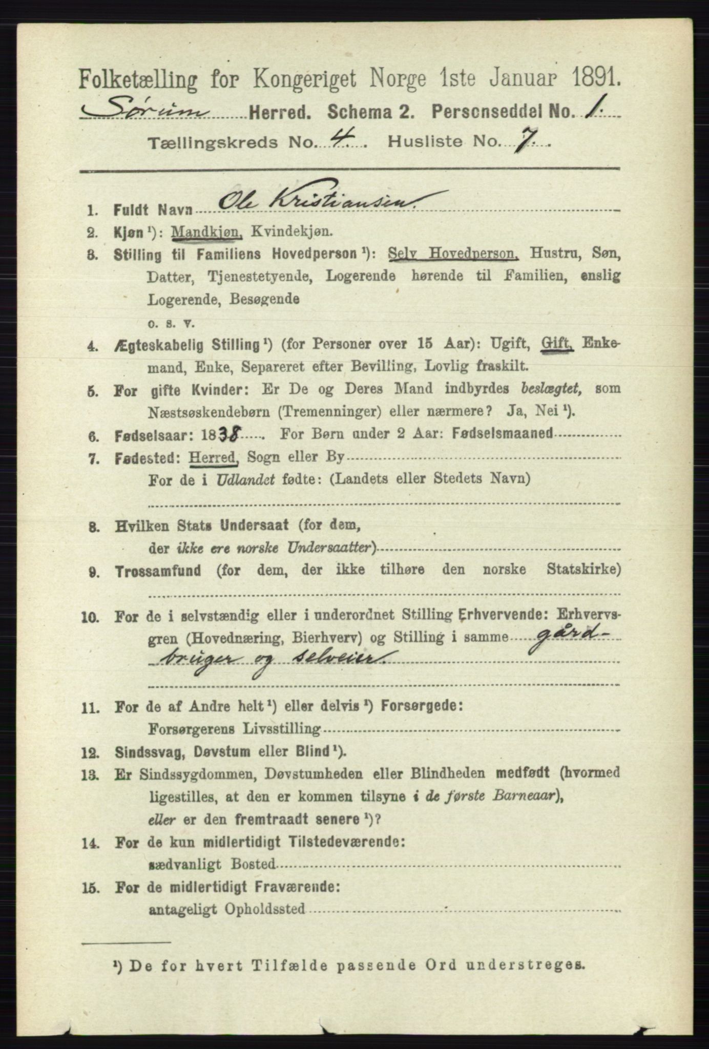 RA, 1891 census for 0226 Sørum, 1891, p. 1915
