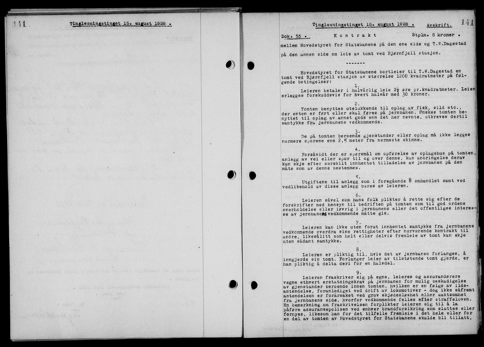 Steigen og Ofoten sorenskriveri, SAT/A-0030/1/2/2C/L0015/0002: Mortgage book no. 16 og 17-I, 1927-1928, Deed date: 15.08.1928
