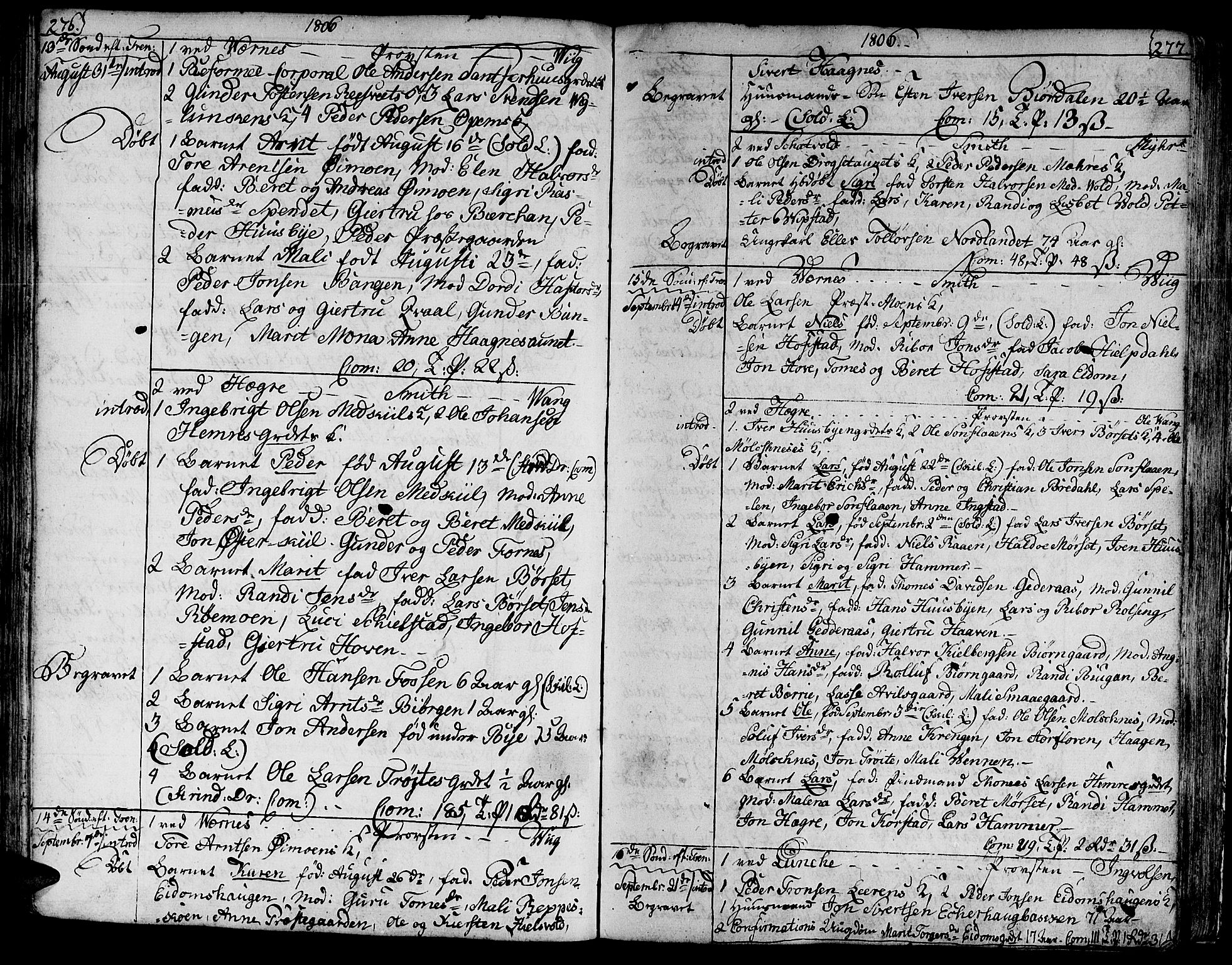 Ministerialprotokoller, klokkerbøker og fødselsregistre - Nord-Trøndelag, SAT/A-1458/709/L0060: Parish register (official) no. 709A07, 1797-1815, p. 276-277