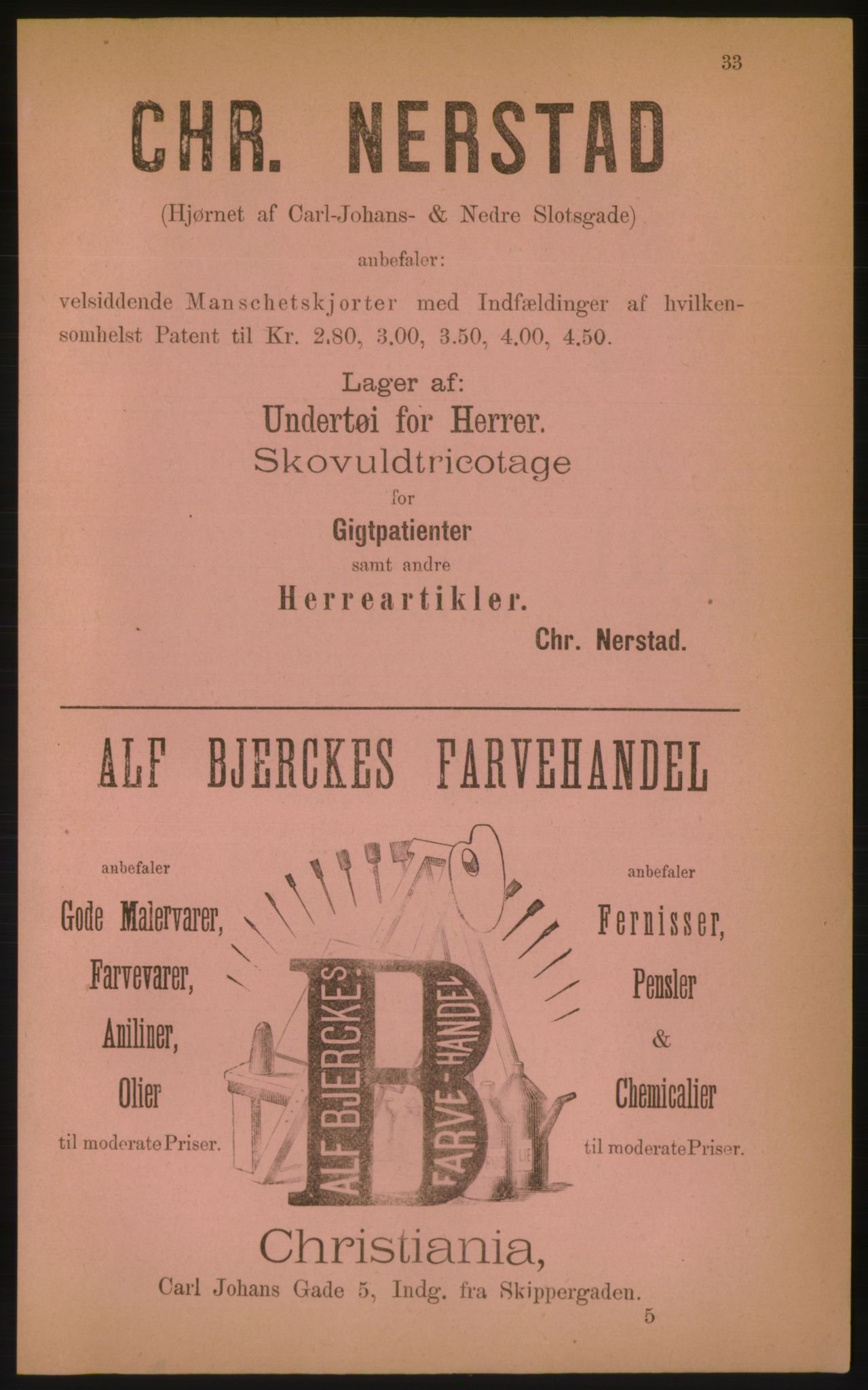 Kristiania/Oslo adressebok, PUBL/-, 1884, p. 33