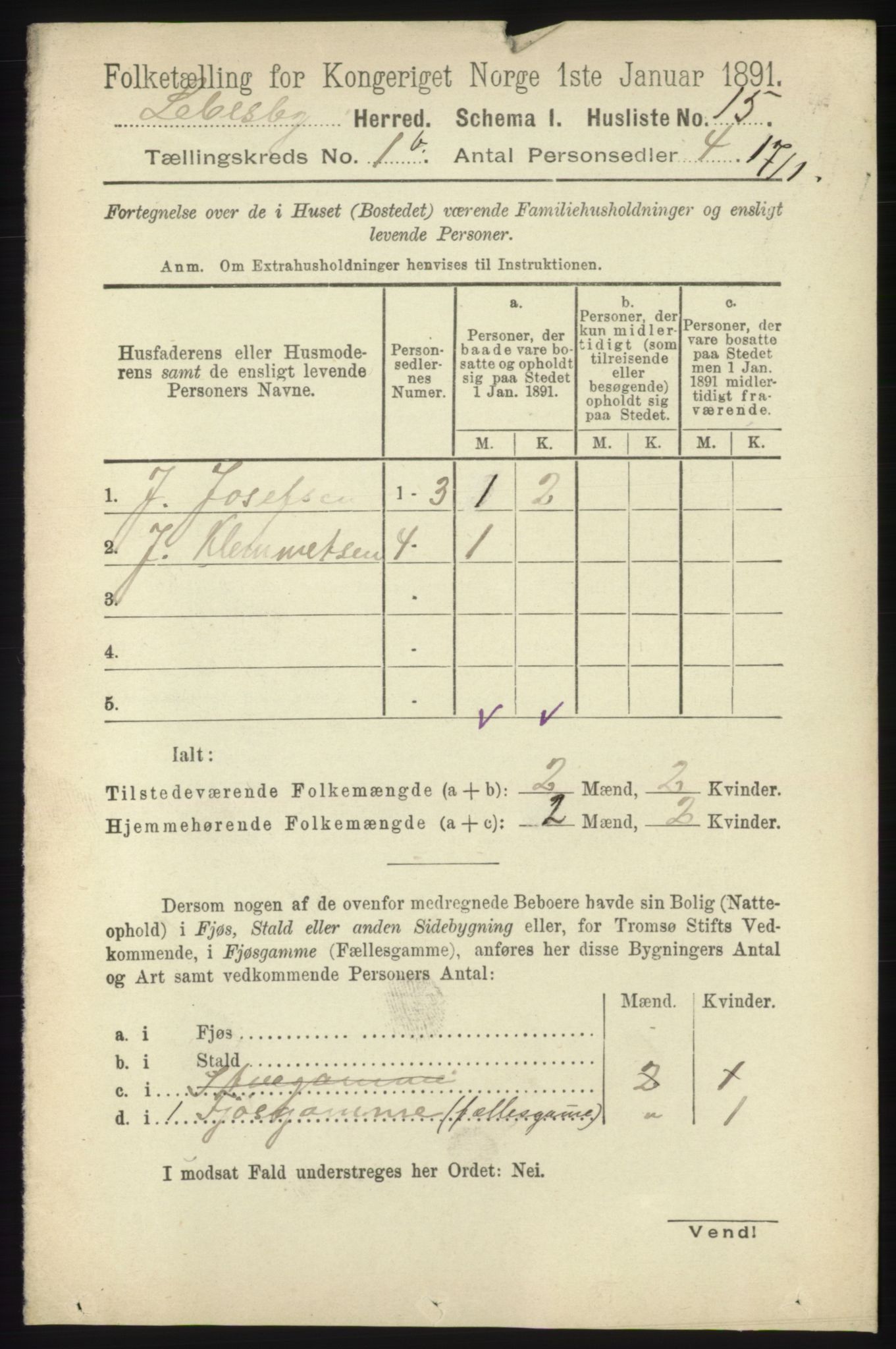 RA, 1891 census for 2022 Lebesby, 1891, p. 93