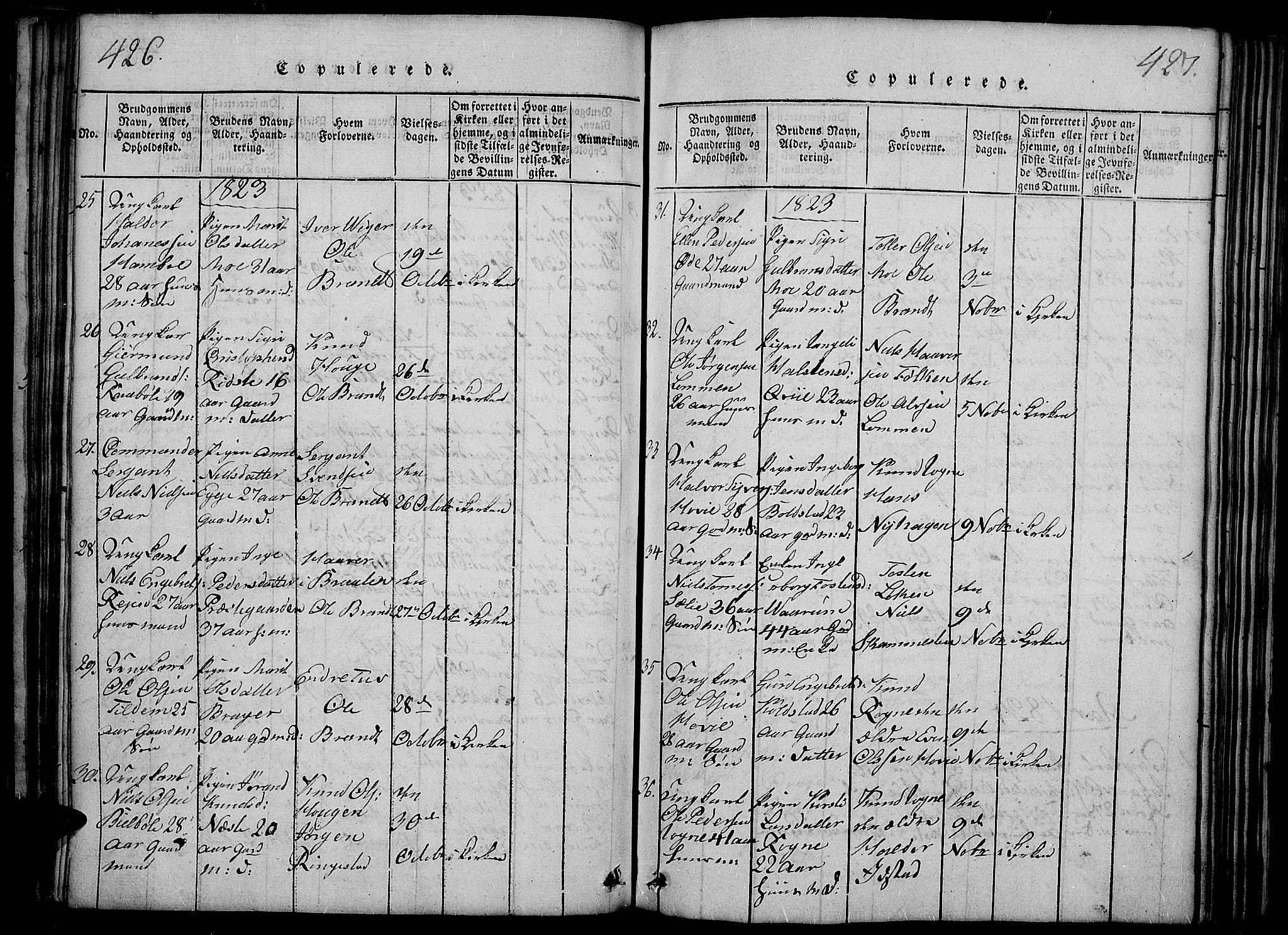 Slidre prestekontor, SAH/PREST-134/H/Ha/Haa/L0002: Parish register (official) no. 2, 1814-1830, p. 426-427