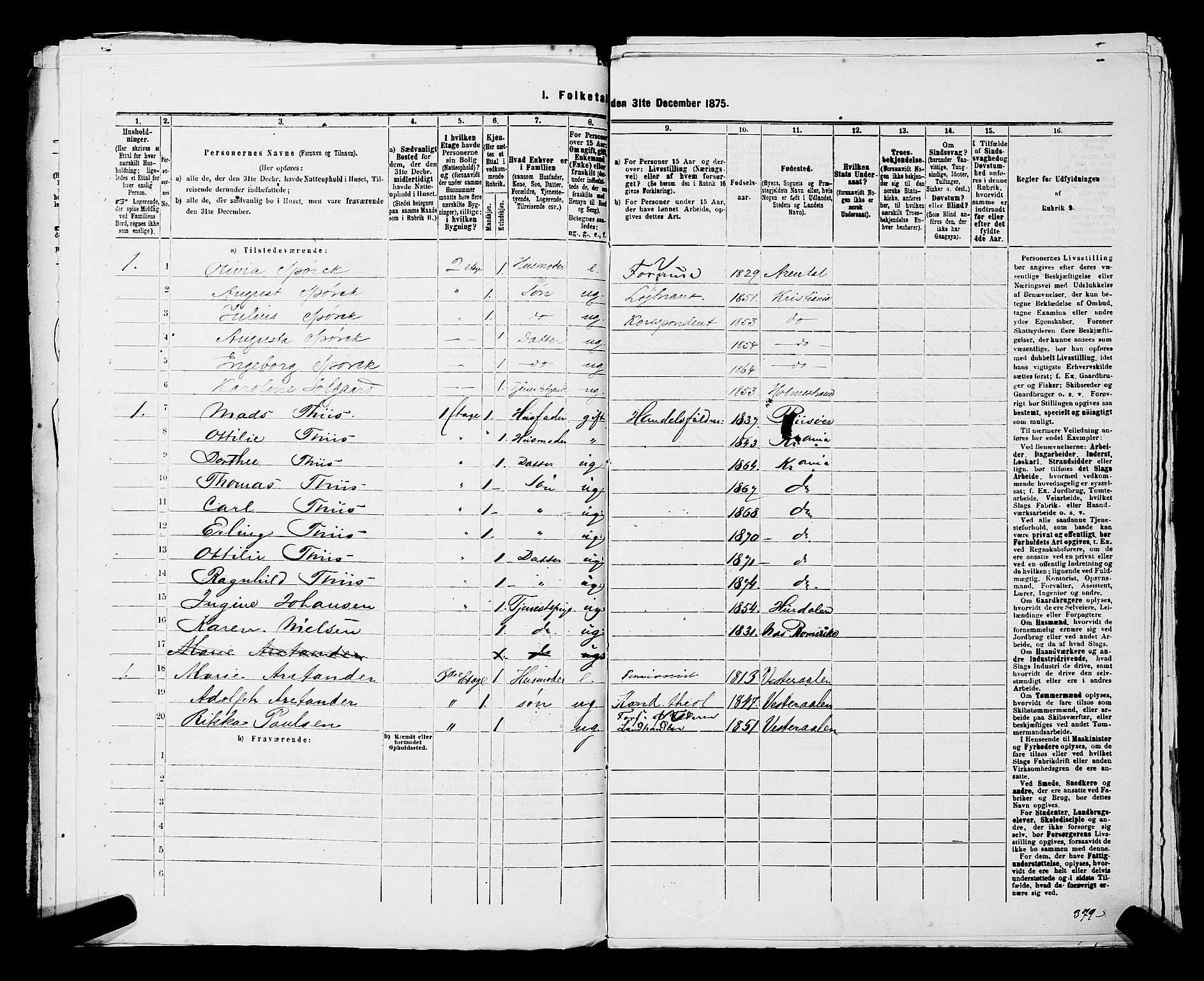 RA, 1875 census for 0301 Kristiania, 1875, p. 3529