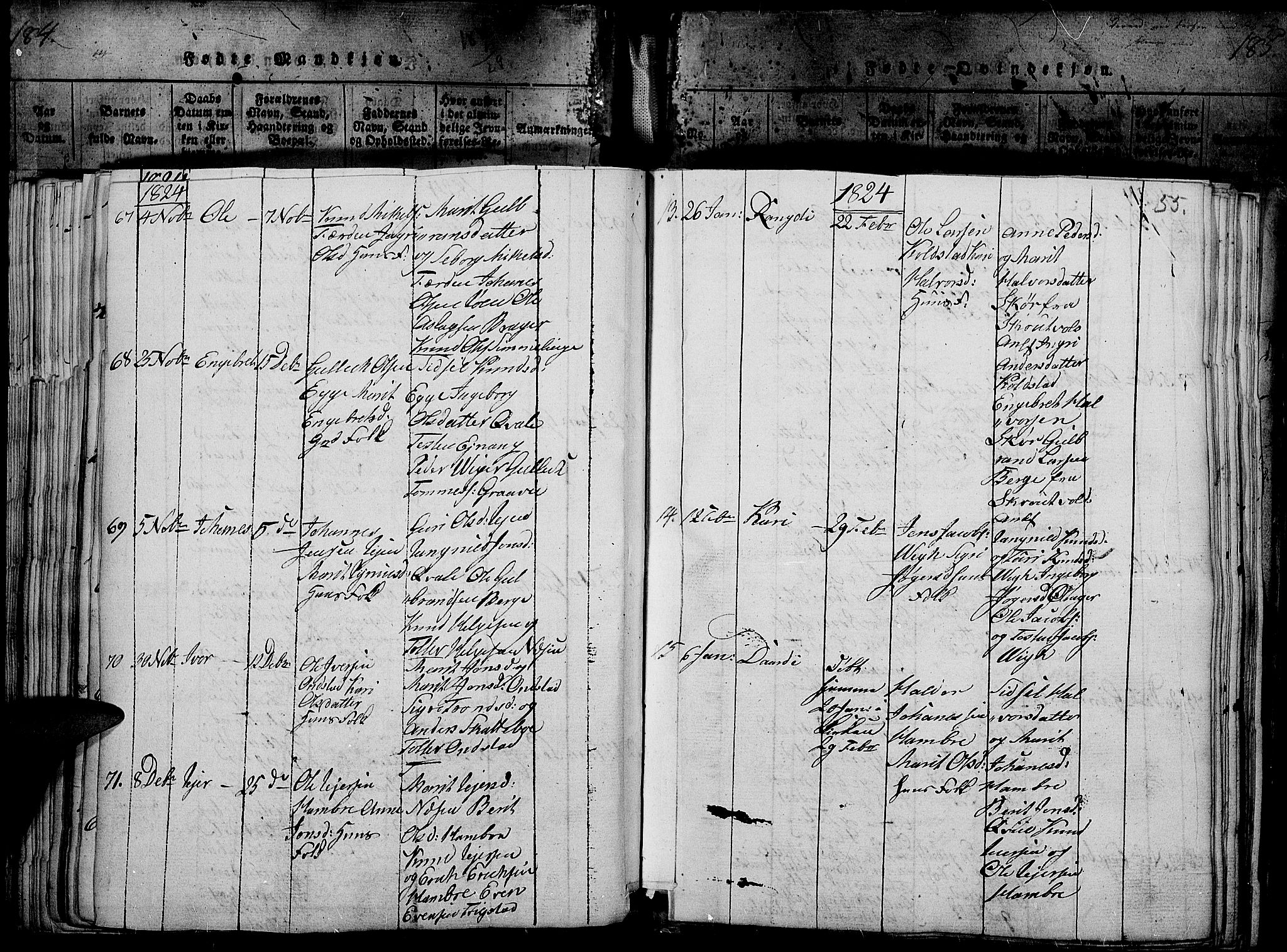 Slidre prestekontor, SAH/PREST-134/H/Ha/Haa/L0002: Parish register (official) no. 2, 1814-1830, p. 186e