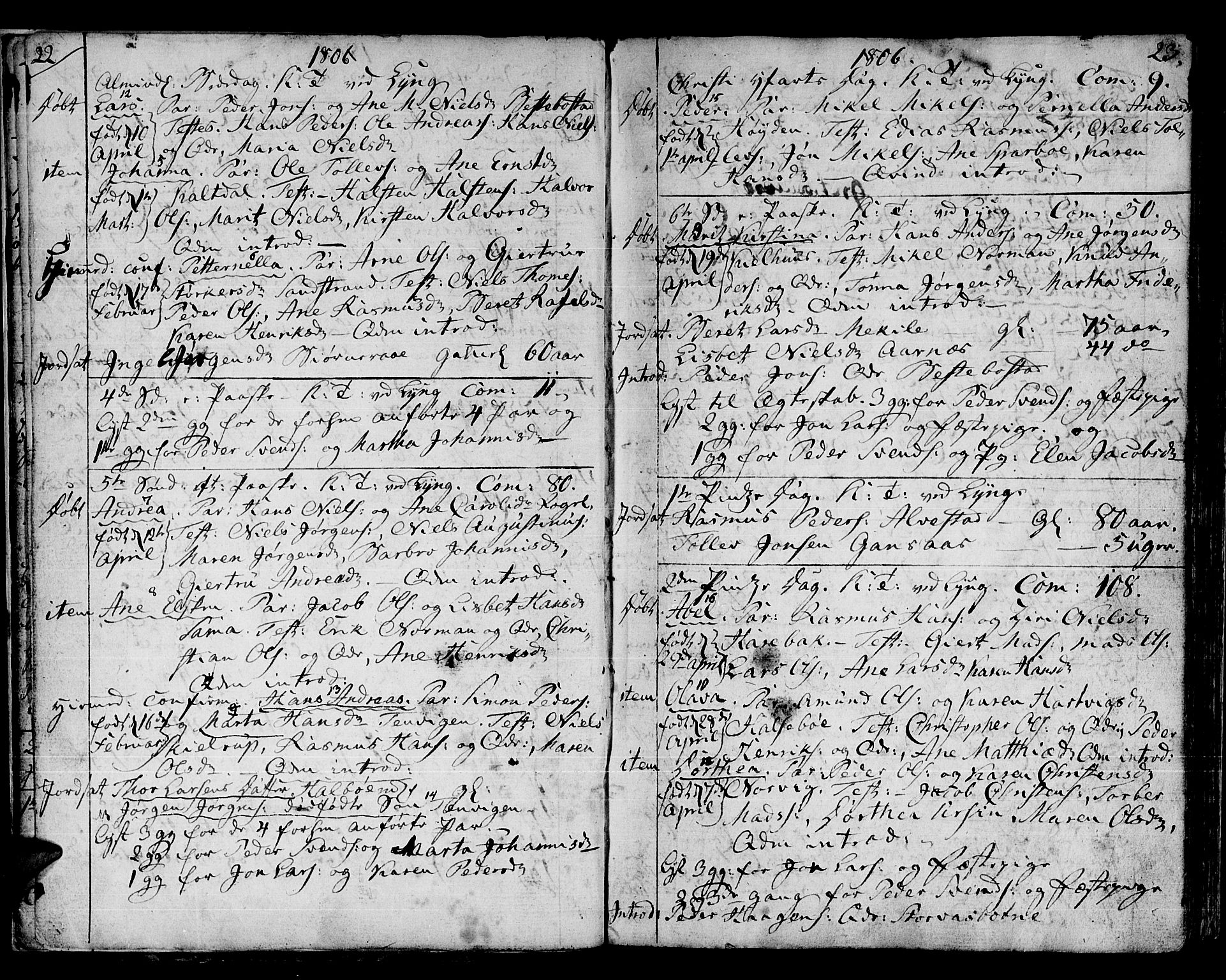 Trondenes sokneprestkontor, AV/SATØ-S-1319/H/Ha/L0005kirke: Parish register (official) no. 5, 1804-1820, p. 22-23