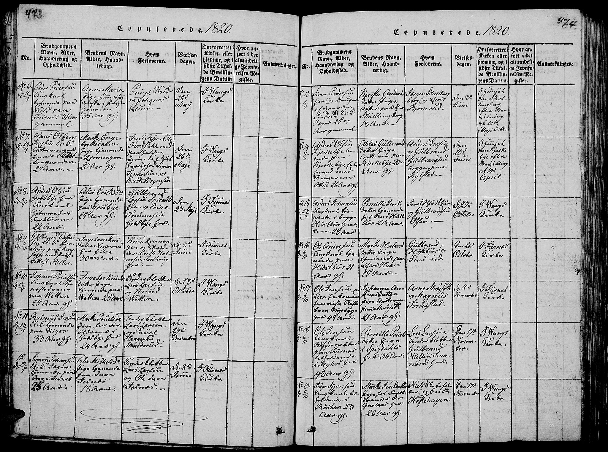 Vang prestekontor, Hedmark, SAH/PREST-008/H/Ha/Hab/L0005: Parish register (copy) no. 5, 1815-1836, p. 473-474