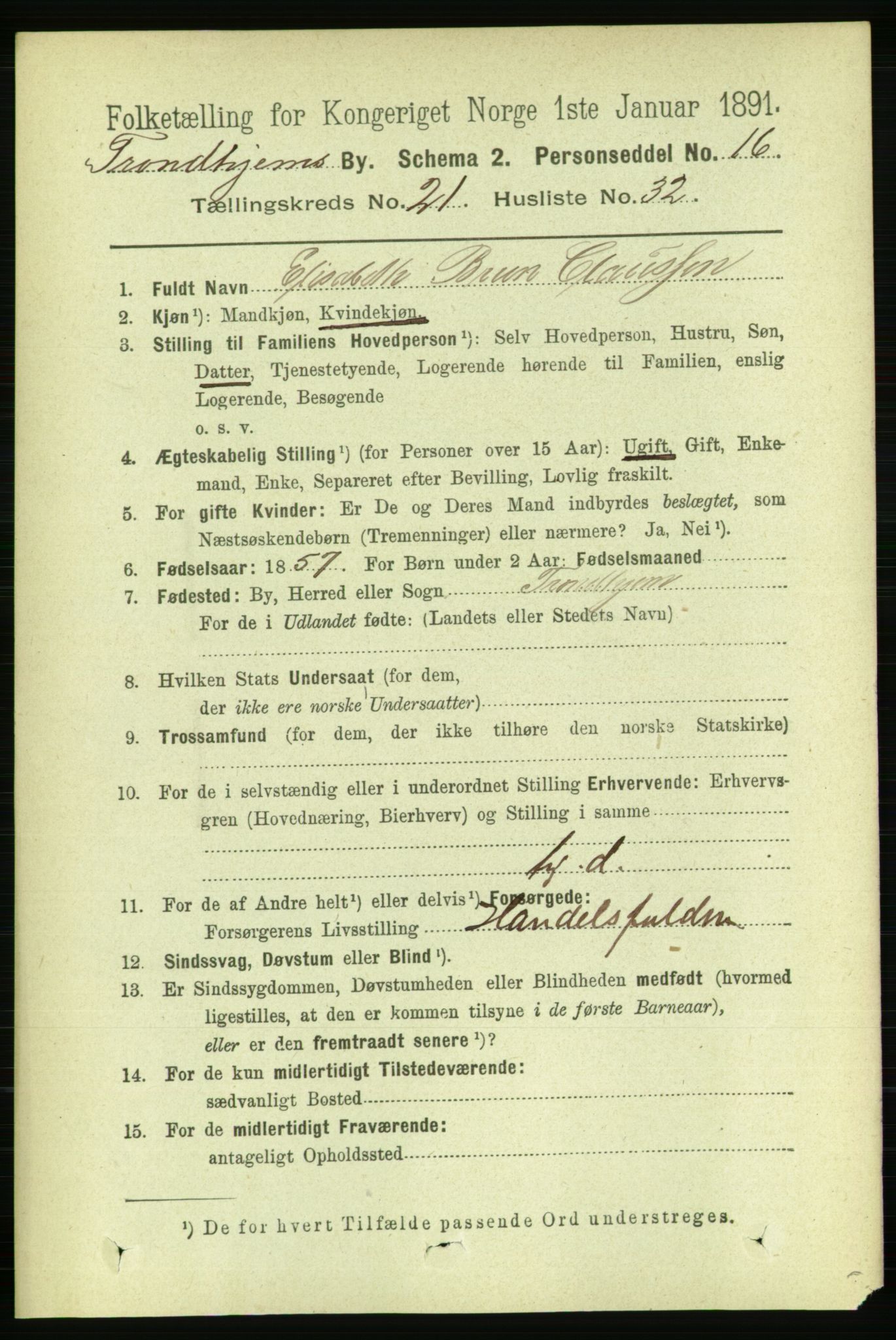 RA, 1891 census for 1601 Trondheim, 1891, p. 16414