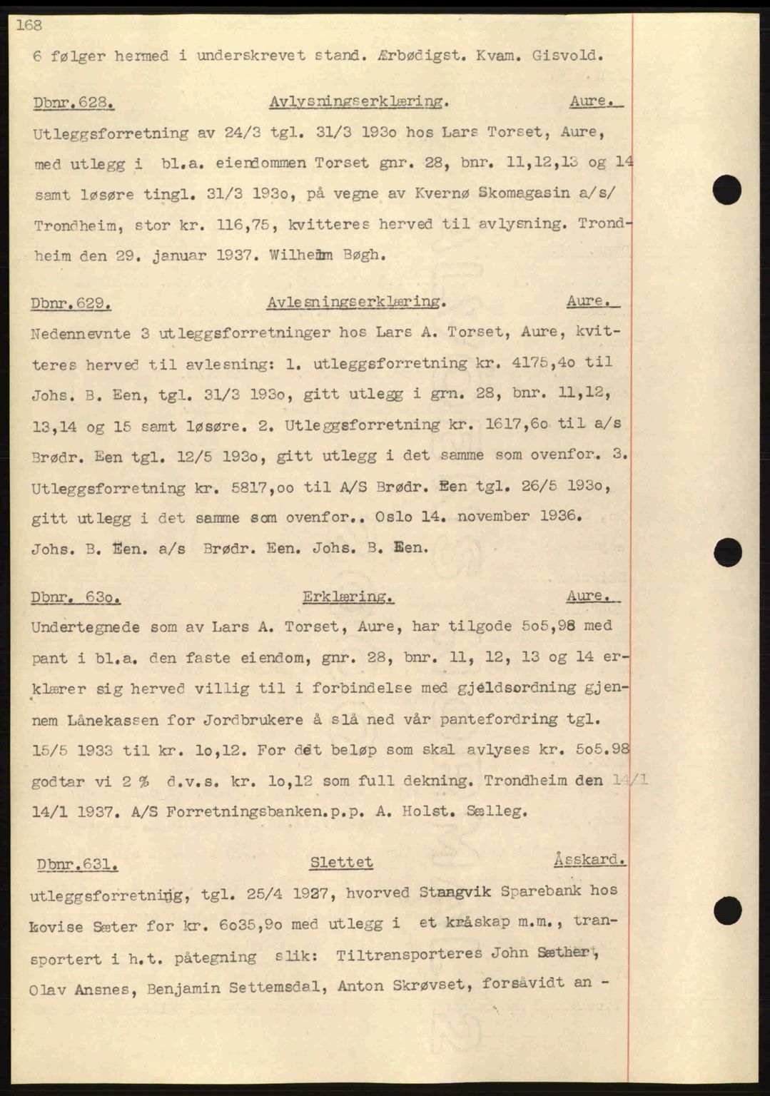 Nordmøre sorenskriveri, AV/SAT-A-4132/1/2/2Ca: Mortgage book no. C80, 1936-1939, Diary no: : 628/1937