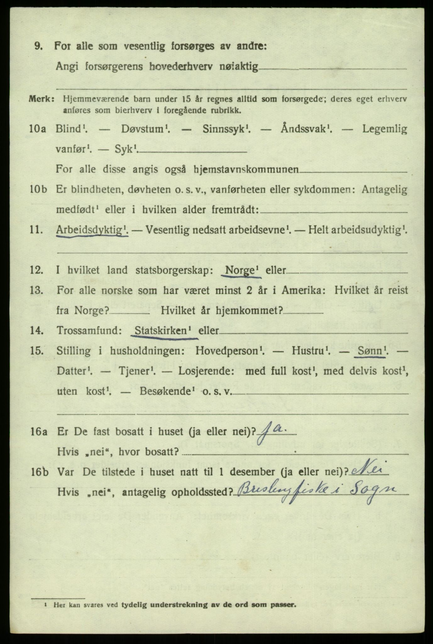 SAB, 1920 census for Herdla, 1920, p. 4364