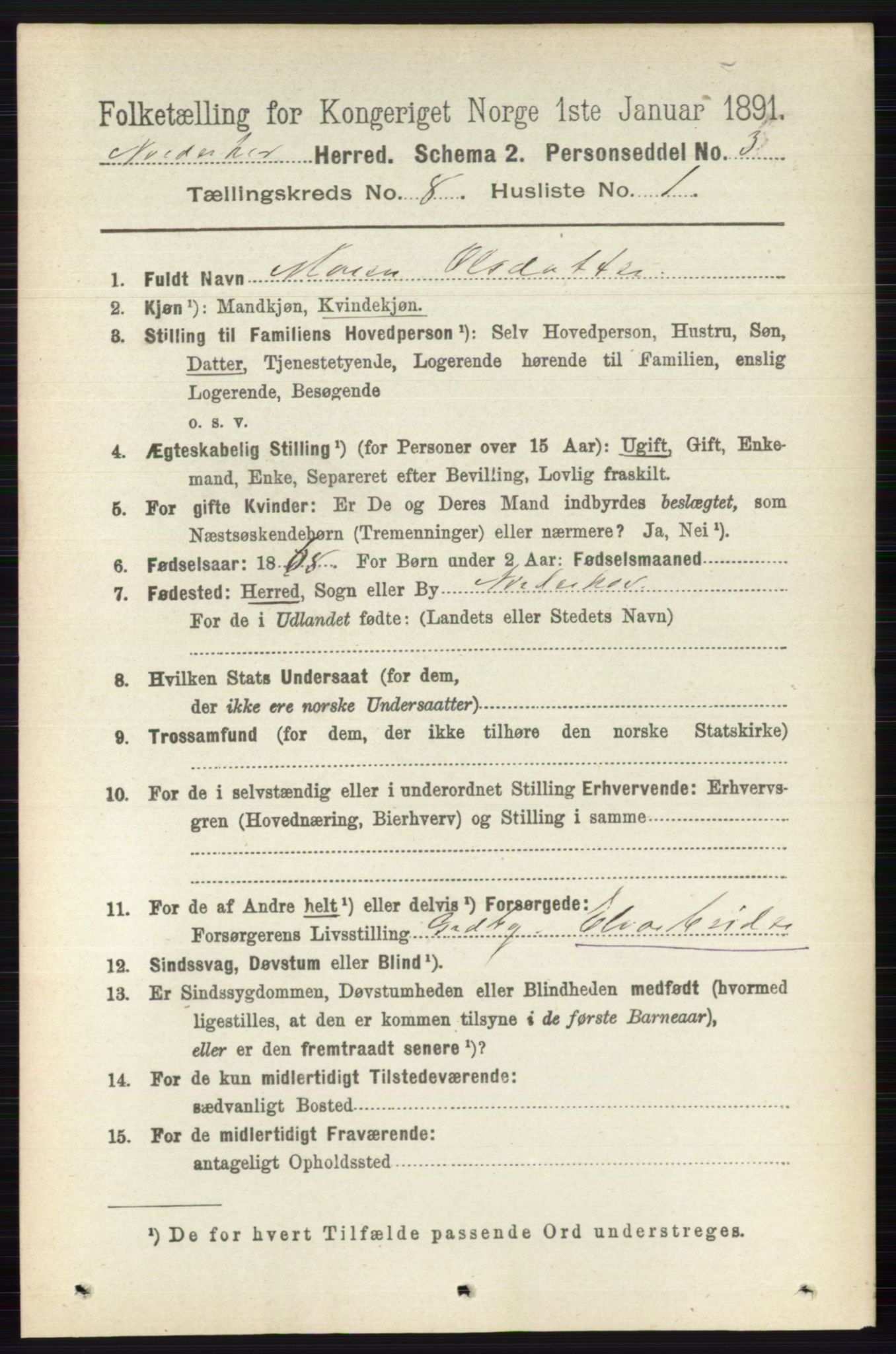 RA, 1891 census for 0613 Norderhov, 1891, p. 5561