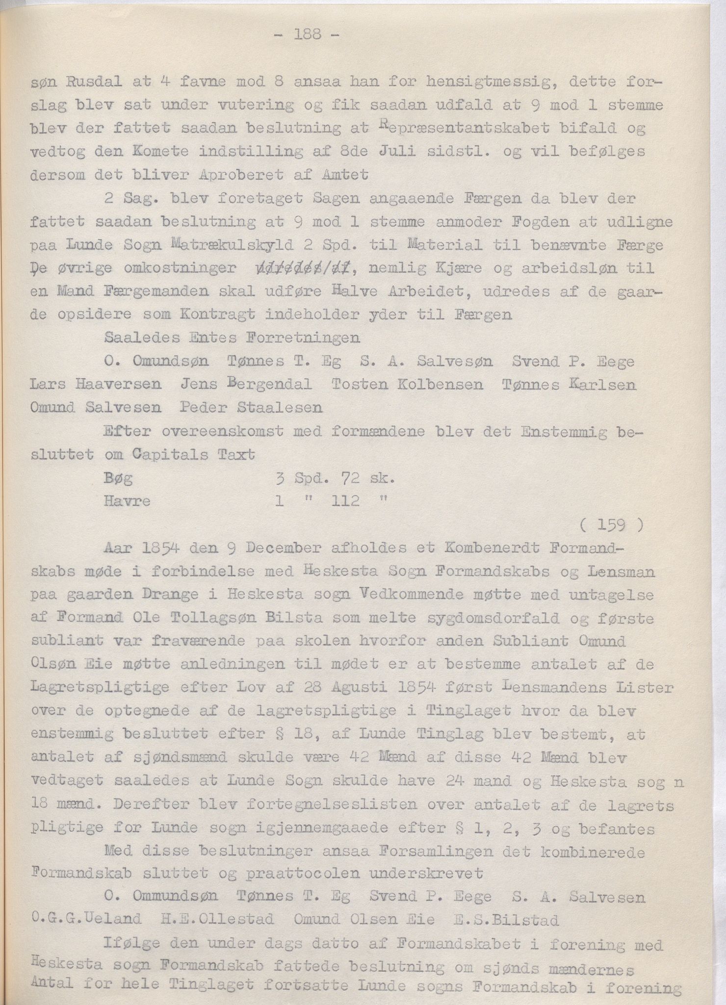 Lund kommune - Formannskapet/Formannskapskontoret, IKAR/K-101761/A/Aa/Aaa/L0002: Forhandlingsprotokoll, 1837-1865, p. 188