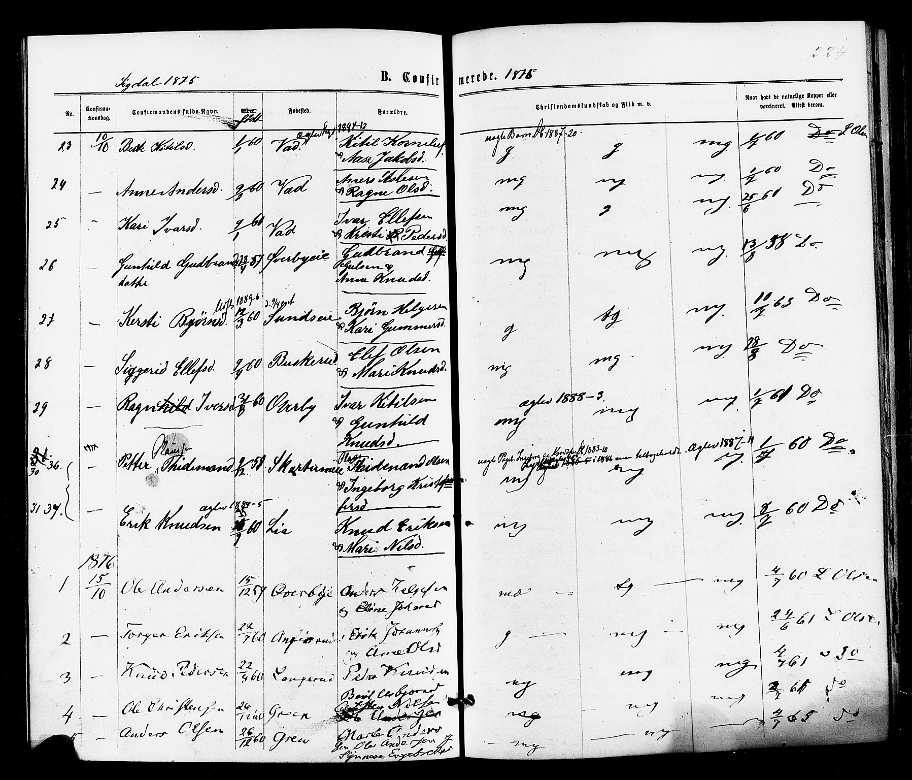 Sigdal kirkebøker, AV/SAKO-A-245/F/Fa/L0010: Parish register (official) no. I 10 /1, 1872-1878, p. 224