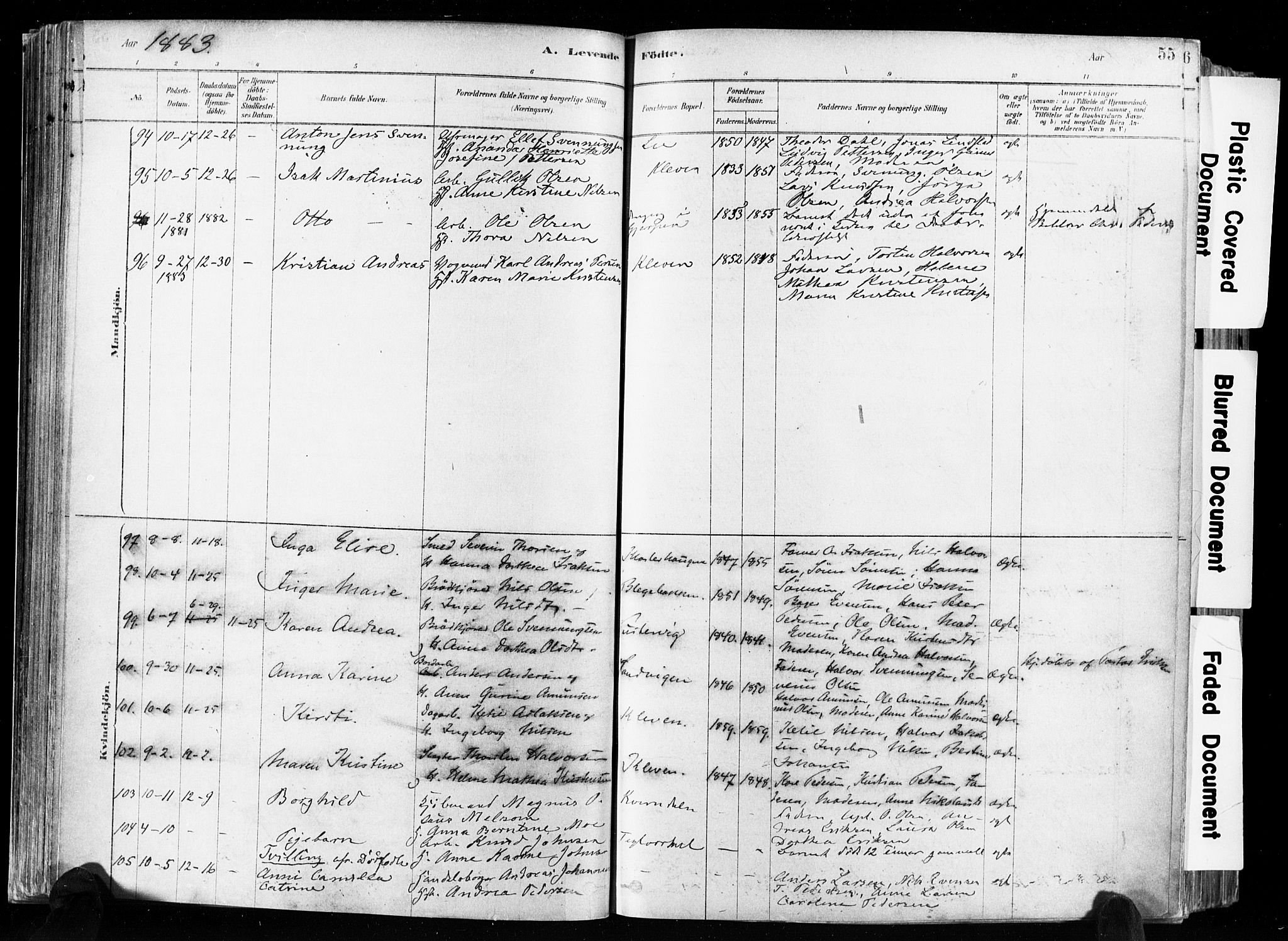 Skien kirkebøker, SAKO/A-302/F/Fa/L0009: Parish register (official) no. 9, 1878-1890, p. 55