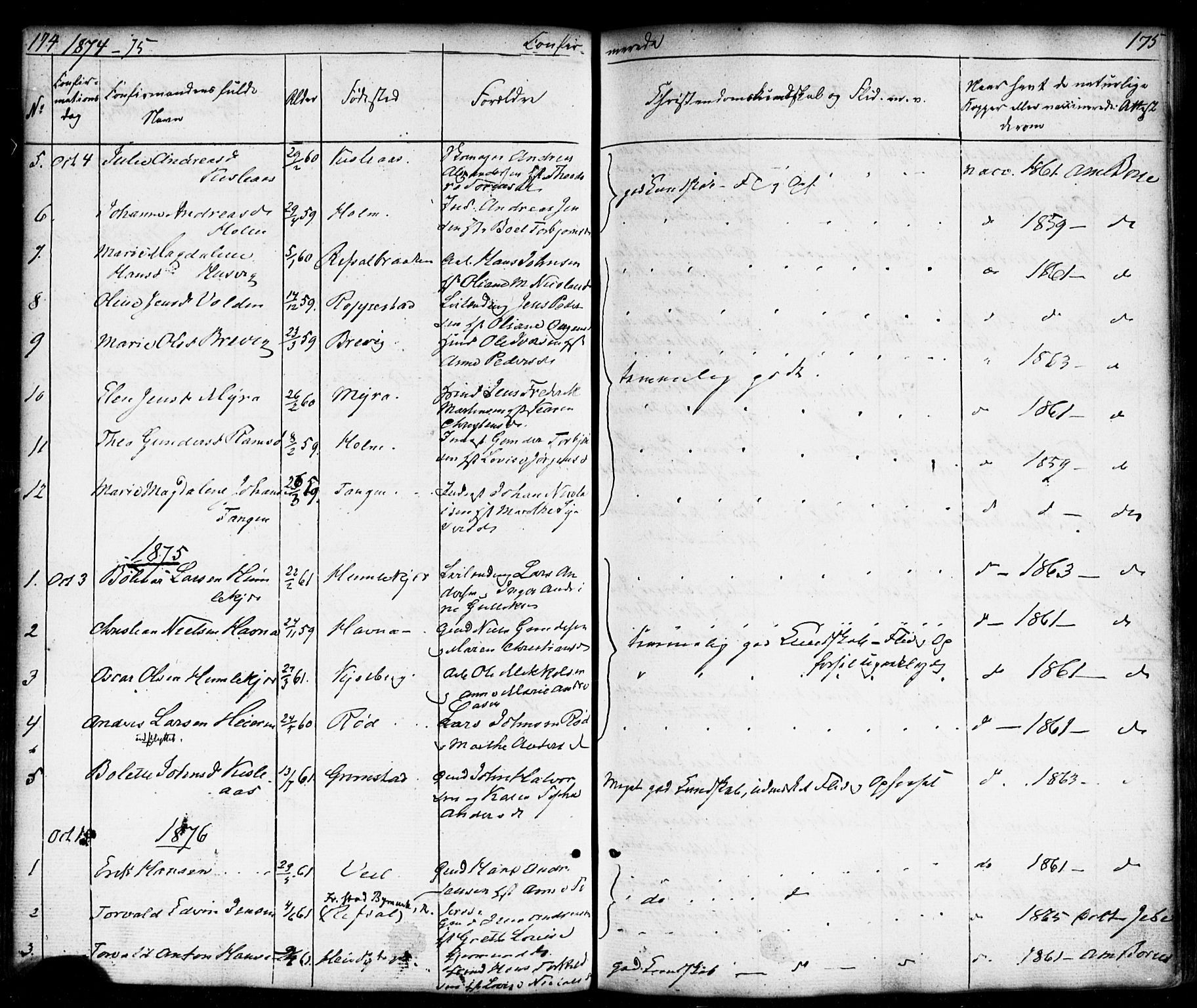 Borge prestekontor Kirkebøker, AV/SAO-A-10903/F/Fb/L0002: Parish register (official) no. II 2, 1853-1877, p. 174-175