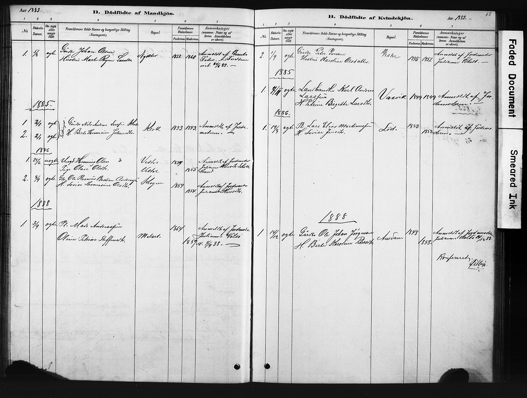 Ministerialprotokoller, klokkerbøker og fødselsregistre - Møre og Romsdal, AV/SAT-A-1454/522/L0326: Parish register (copy) no. 522C05, 1878-1890, p. 68