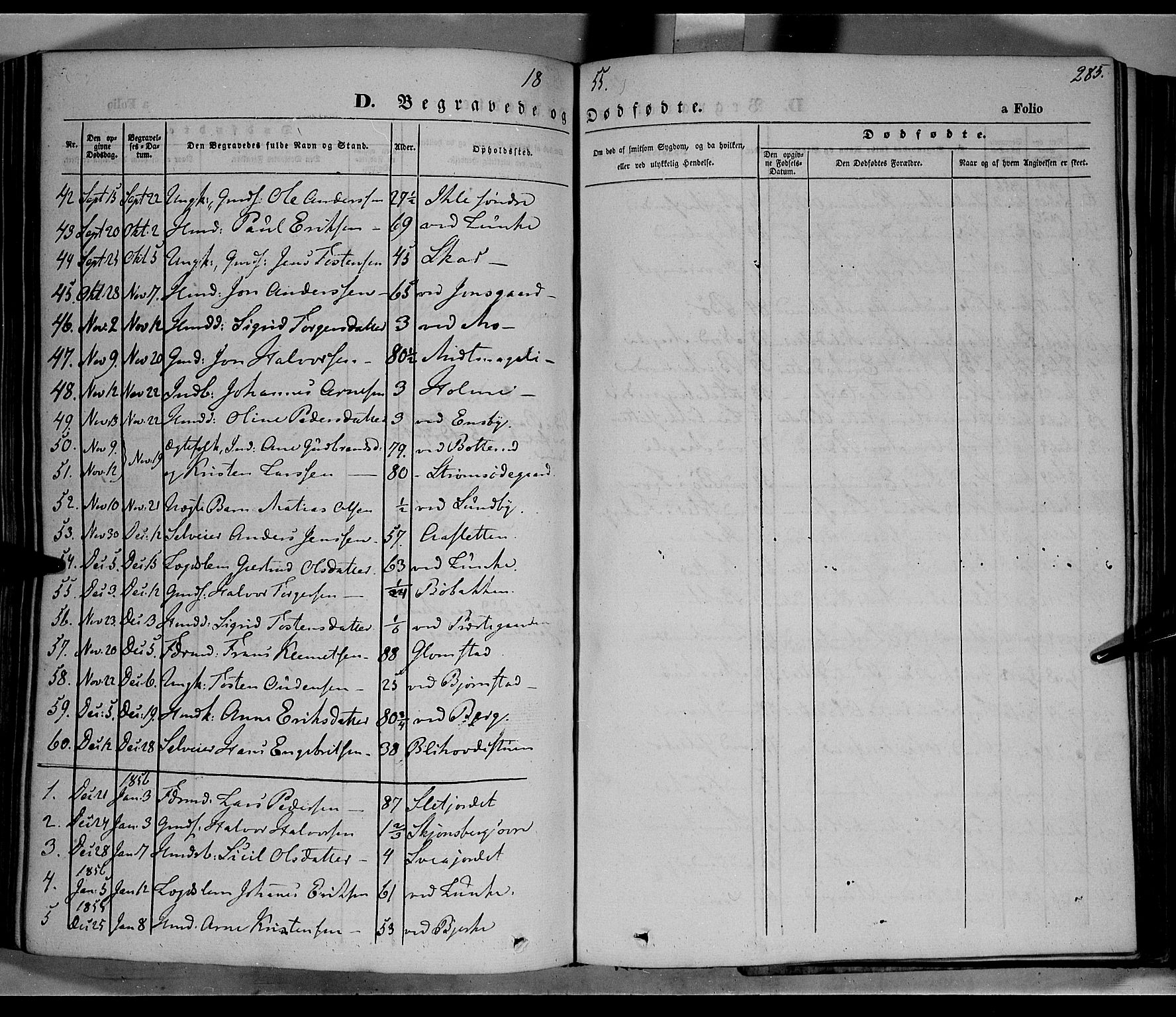 Øyer prestekontor, SAH/PREST-084/H/Ha/Haa/L0005: Parish register (official) no. 5, 1842-1857, p. 285