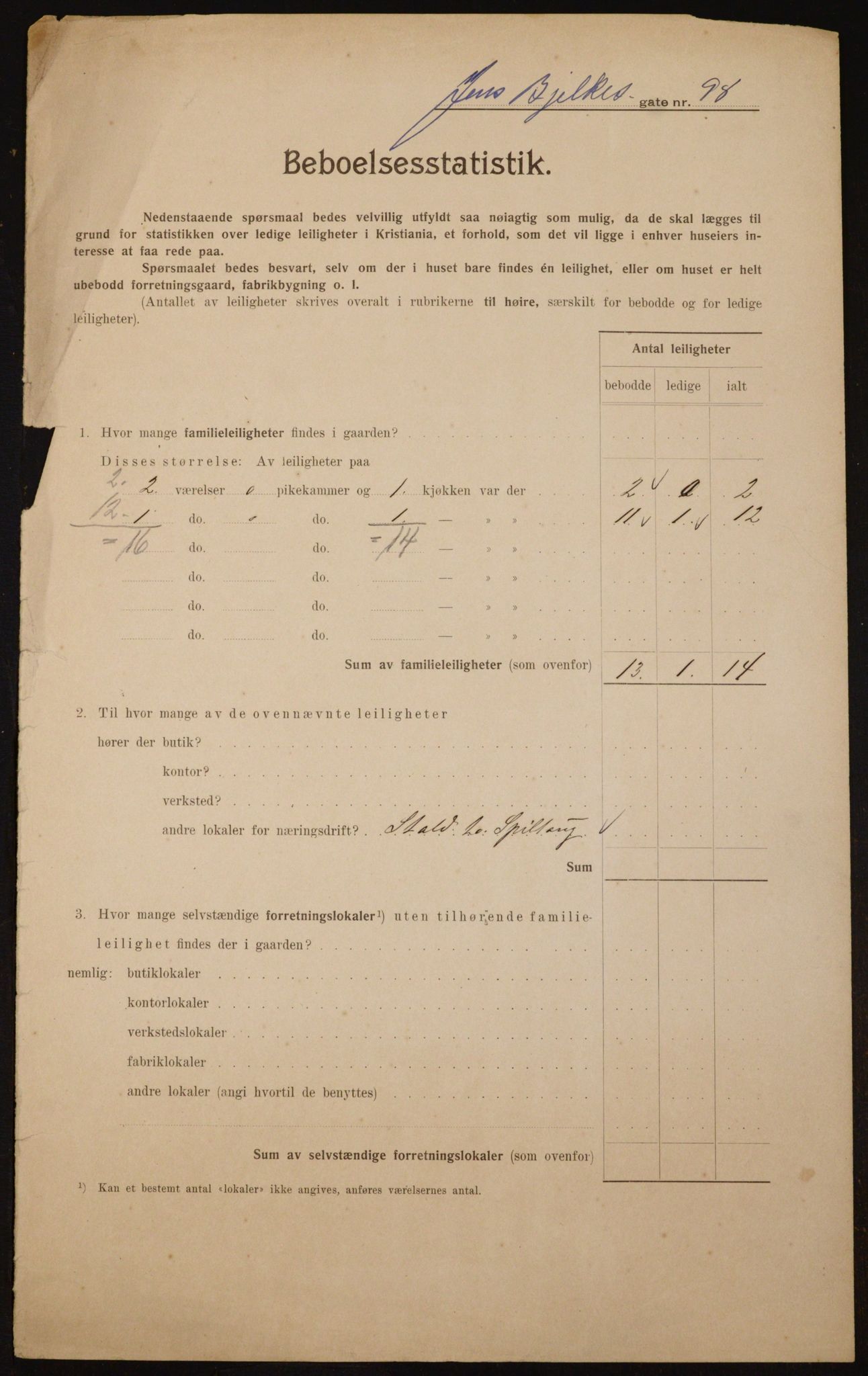 OBA, Municipal Census 1910 for Kristiania, 1910, p. 45473