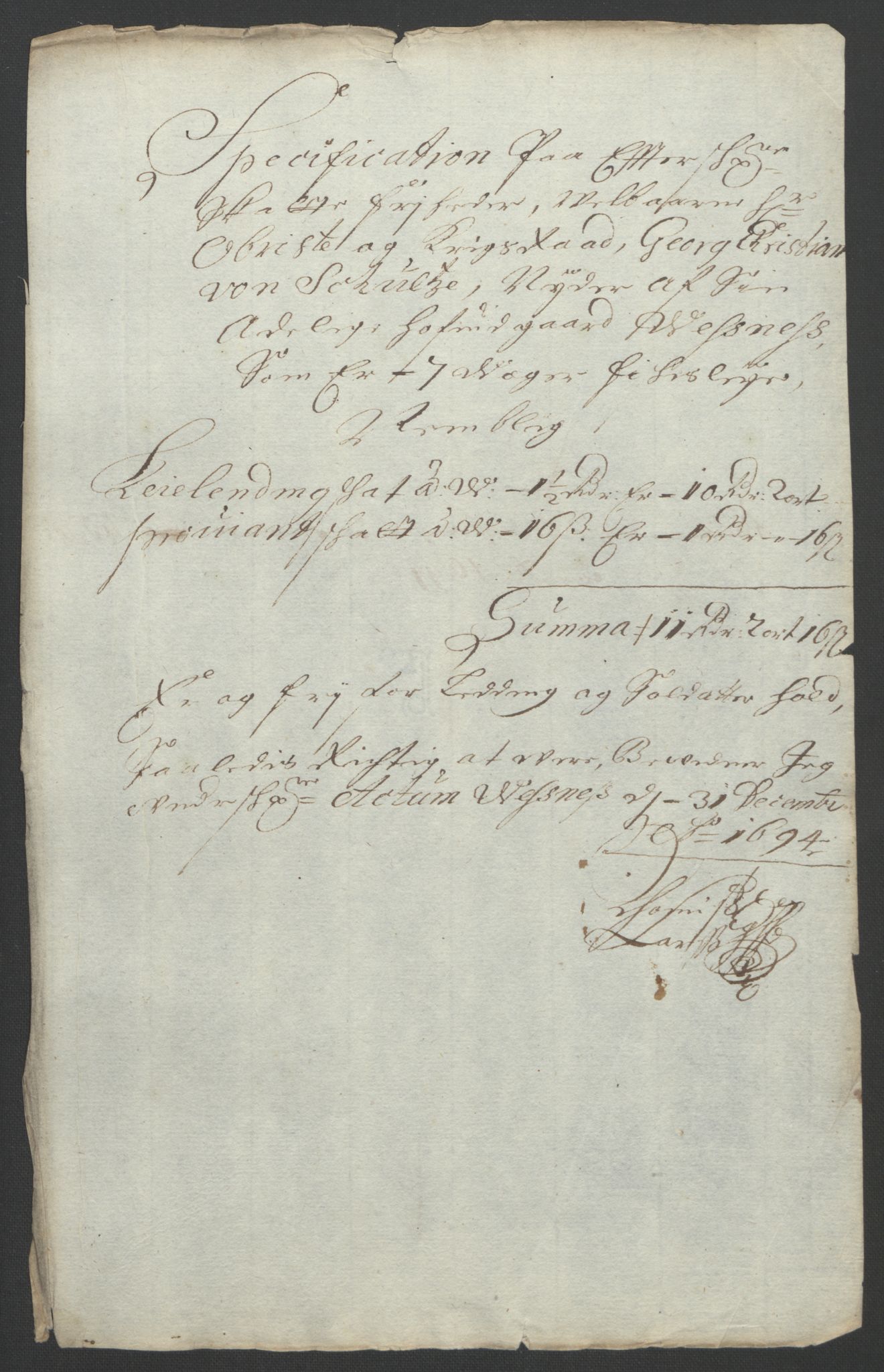 Rentekammeret inntil 1814, Reviderte regnskaper, Fogderegnskap, AV/RA-EA-4092/R55/L3651: Fogderegnskap Romsdal, 1693-1694, p. 290