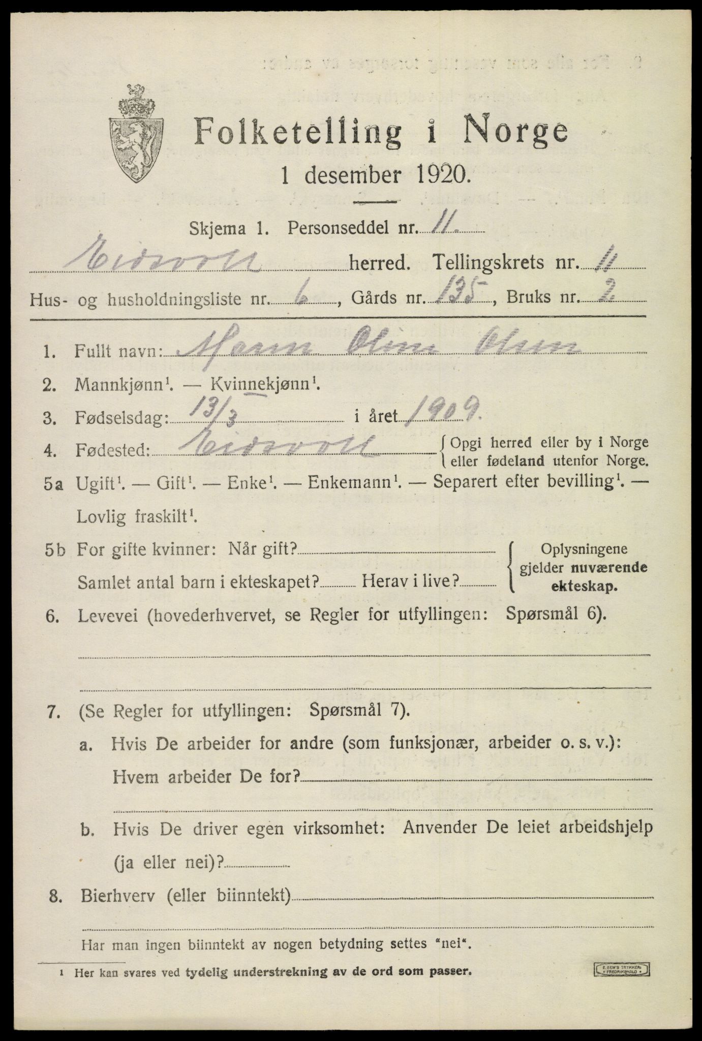 SAO, 1920 census for Eidsvoll, 1920, p. 17281