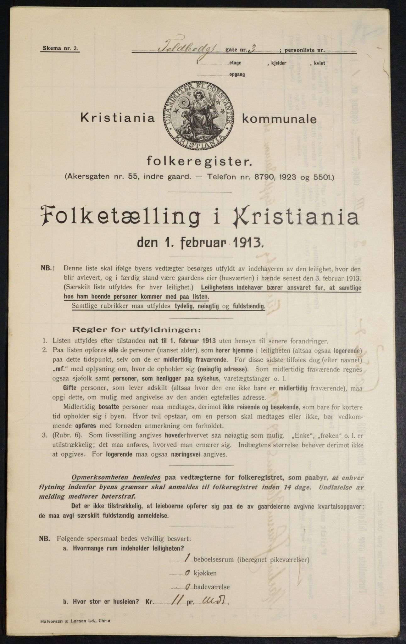 OBA, Municipal Census 1913 for Kristiania, 1913, p. 113114