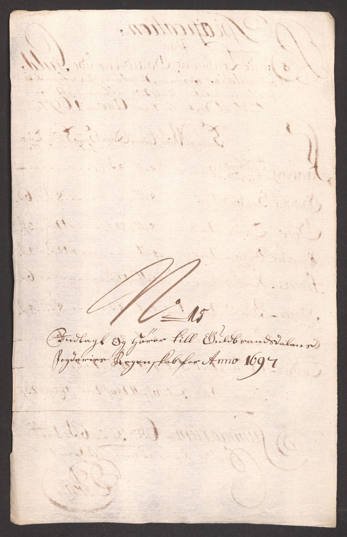 Rentekammeret inntil 1814, Reviderte regnskaper, Fogderegnskap, RA/EA-4092/R17/L1170: Fogderegnskap Gudbrandsdal, 1696-1697, p. 322