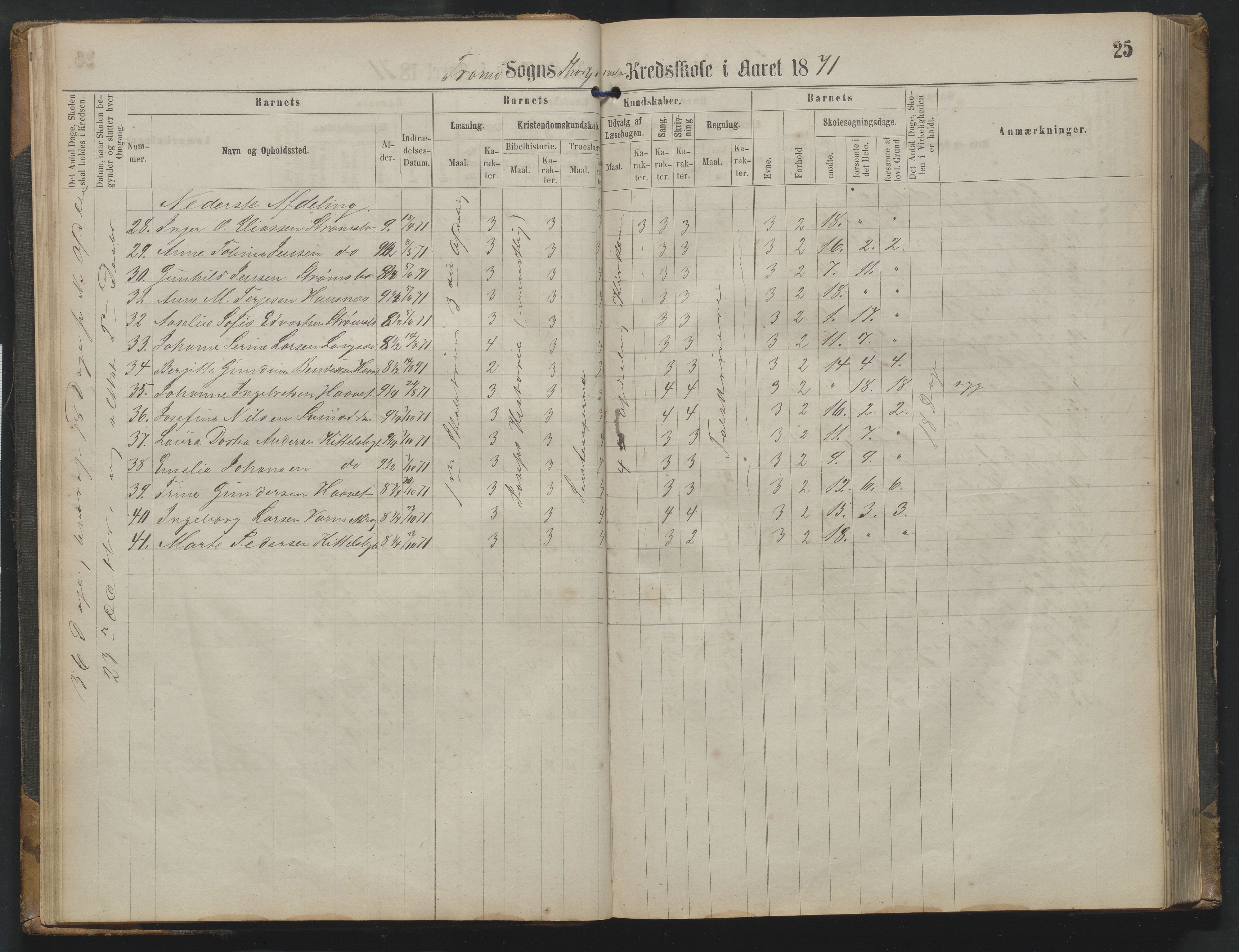 Arendal kommune, Katalog I, AAKS/KA0906-PK-I/07/L0342: Protokoll Torbjørnsbu skole, 1869-1890, p. 25