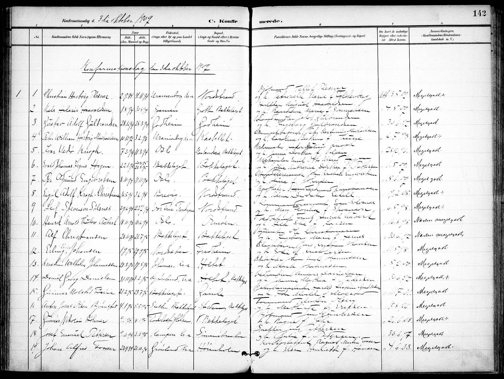 Nordstrand prestekontor Kirkebøker, SAO/A-10362a/F/Fa/L0001: Parish register (official) no. I 1, 1900-1914, p. 142