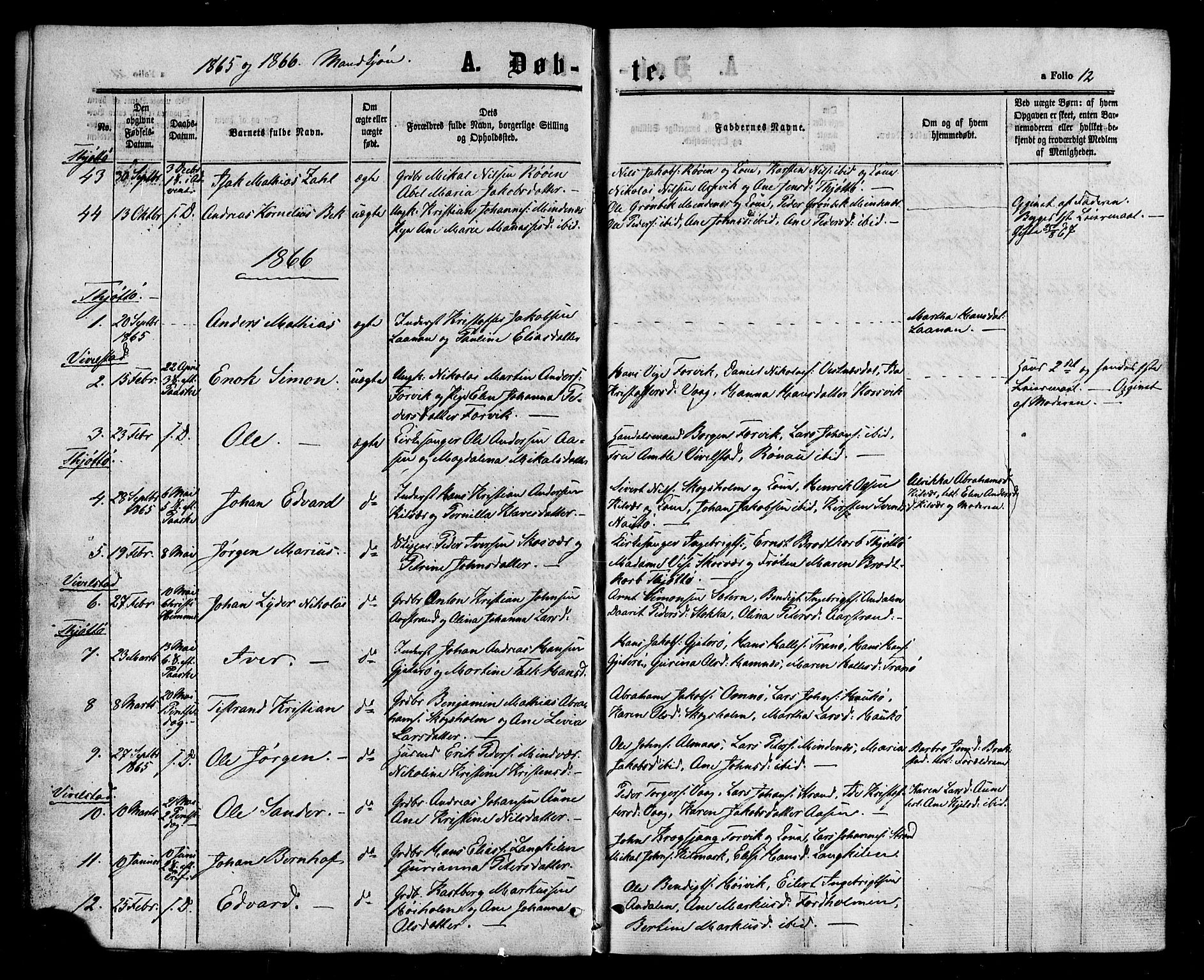 Ministerialprotokoller, klokkerbøker og fødselsregistre - Nordland, AV/SAT-A-1459/817/L0262: Parish register (official) no. 817A03/ 1, 1862-1877, p. 12