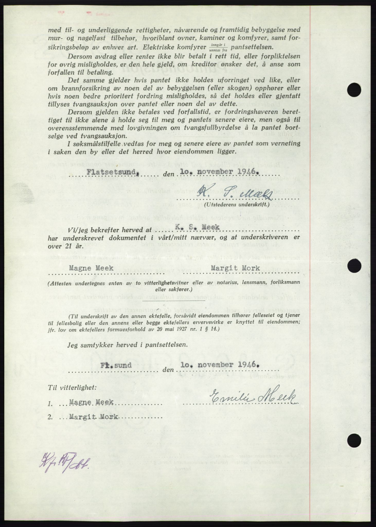 Nordmøre sorenskriveri, AV/SAT-A-4132/1/2/2Ca: Mortgage book no. B95, 1946-1947, Diary no: : 2491/1946