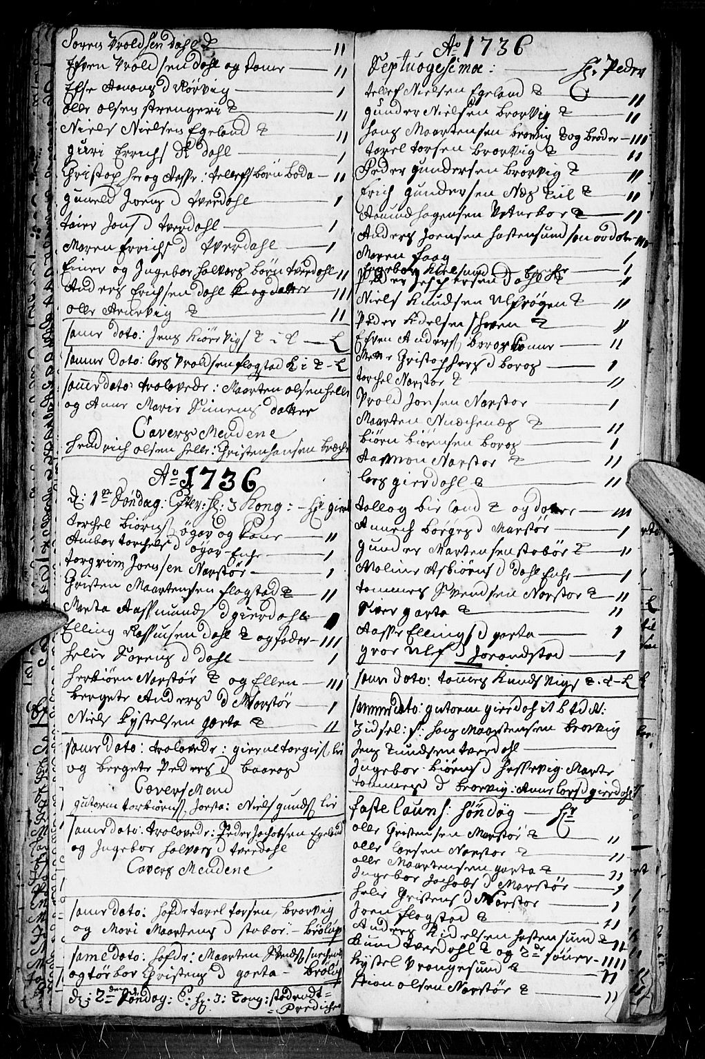 Dypvåg sokneprestkontor, AV/SAK-1111-0007/F/Fb/Fba/L0003: Parish register (copy) no. B 3, 1715-1738, p. 134