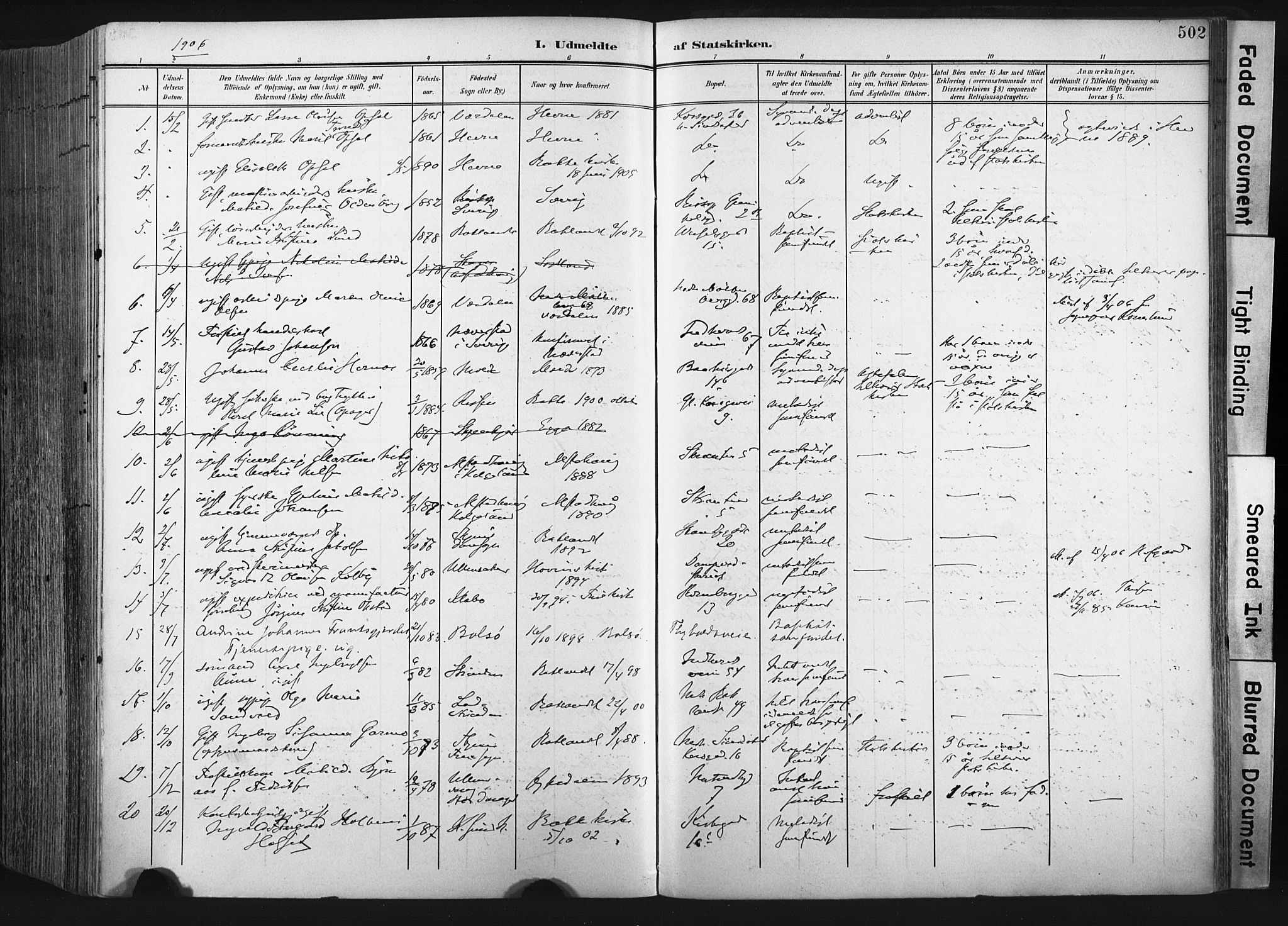 Ministerialprotokoller, klokkerbøker og fødselsregistre - Sør-Trøndelag, SAT/A-1456/604/L0201: Parish register (official) no. 604A21, 1901-1911, p. 502