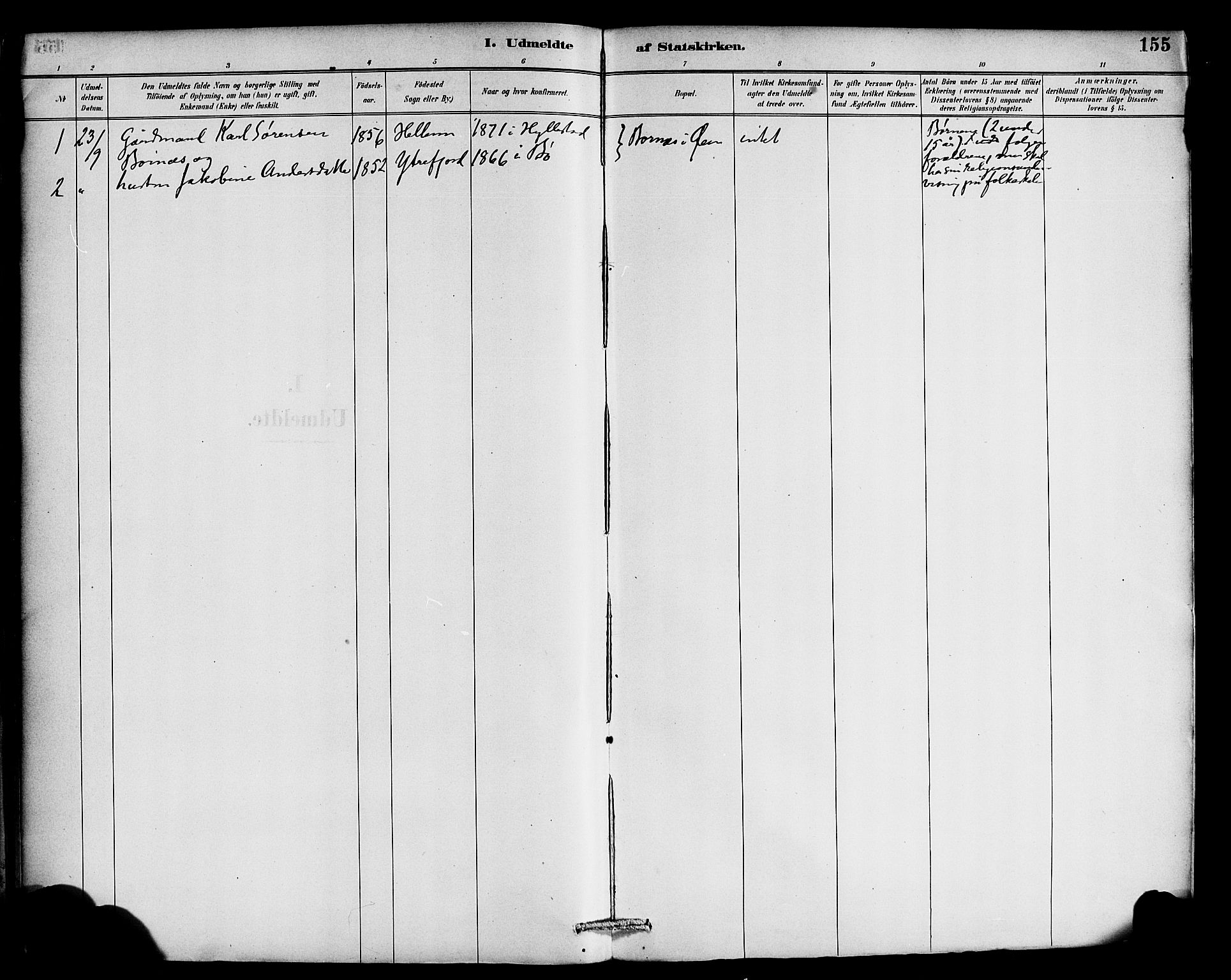 Hyllestad sokneprestembete, SAB/A-80401: Parish register (official) no. D 1, 1886-1905, p. 155