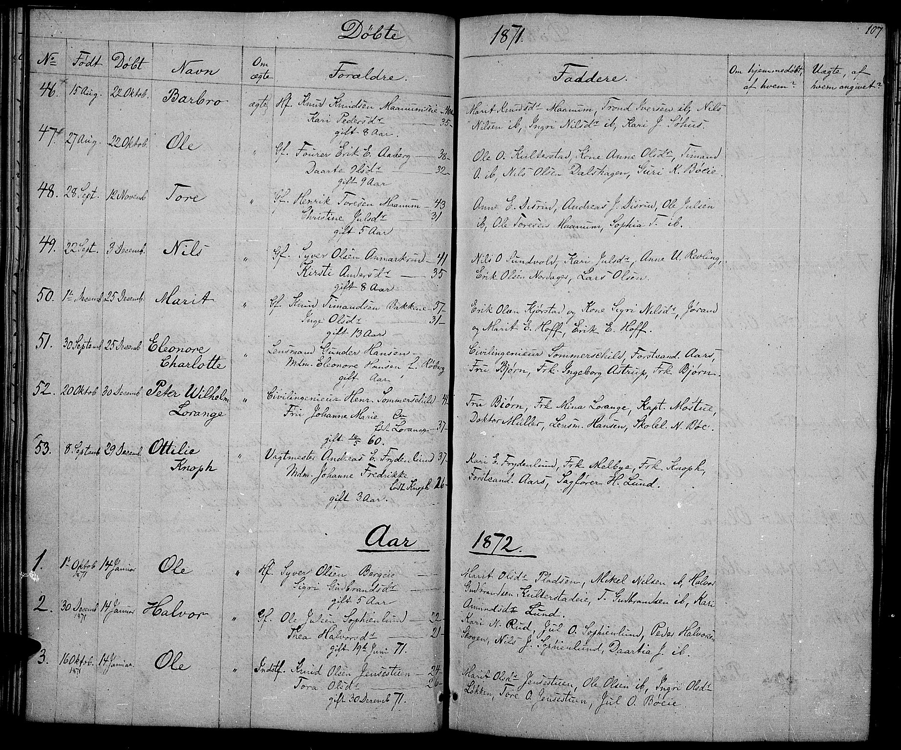 Nord-Aurdal prestekontor, SAH/PREST-132/H/Ha/Hab/L0002: Parish register (copy) no. 2, 1842-1877, p. 107