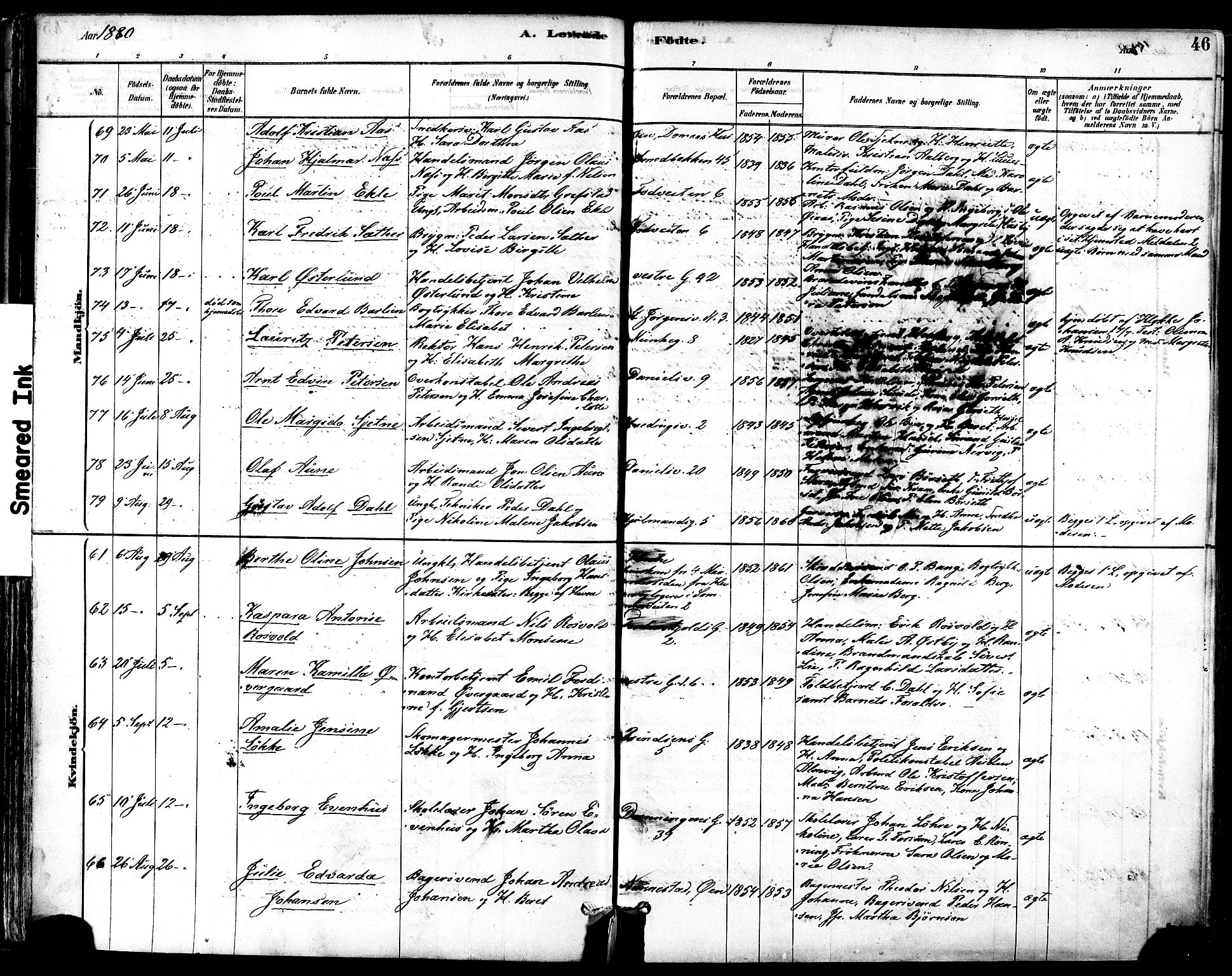 Ministerialprotokoller, klokkerbøker og fødselsregistre - Sør-Trøndelag, SAT/A-1456/601/L0057: Parish register (official) no. 601A25, 1877-1891, p. 46