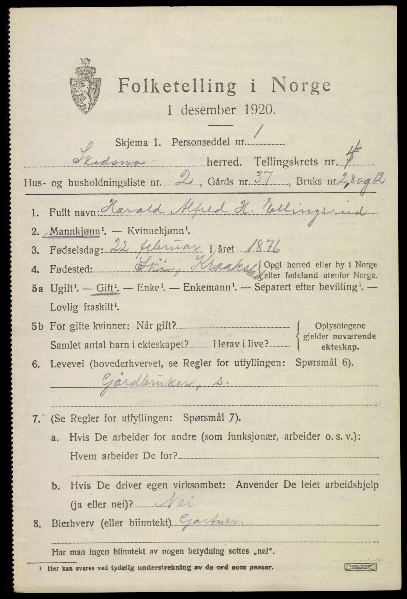 SAO, 1920 census for Skedsmo, 1920, p. 4311