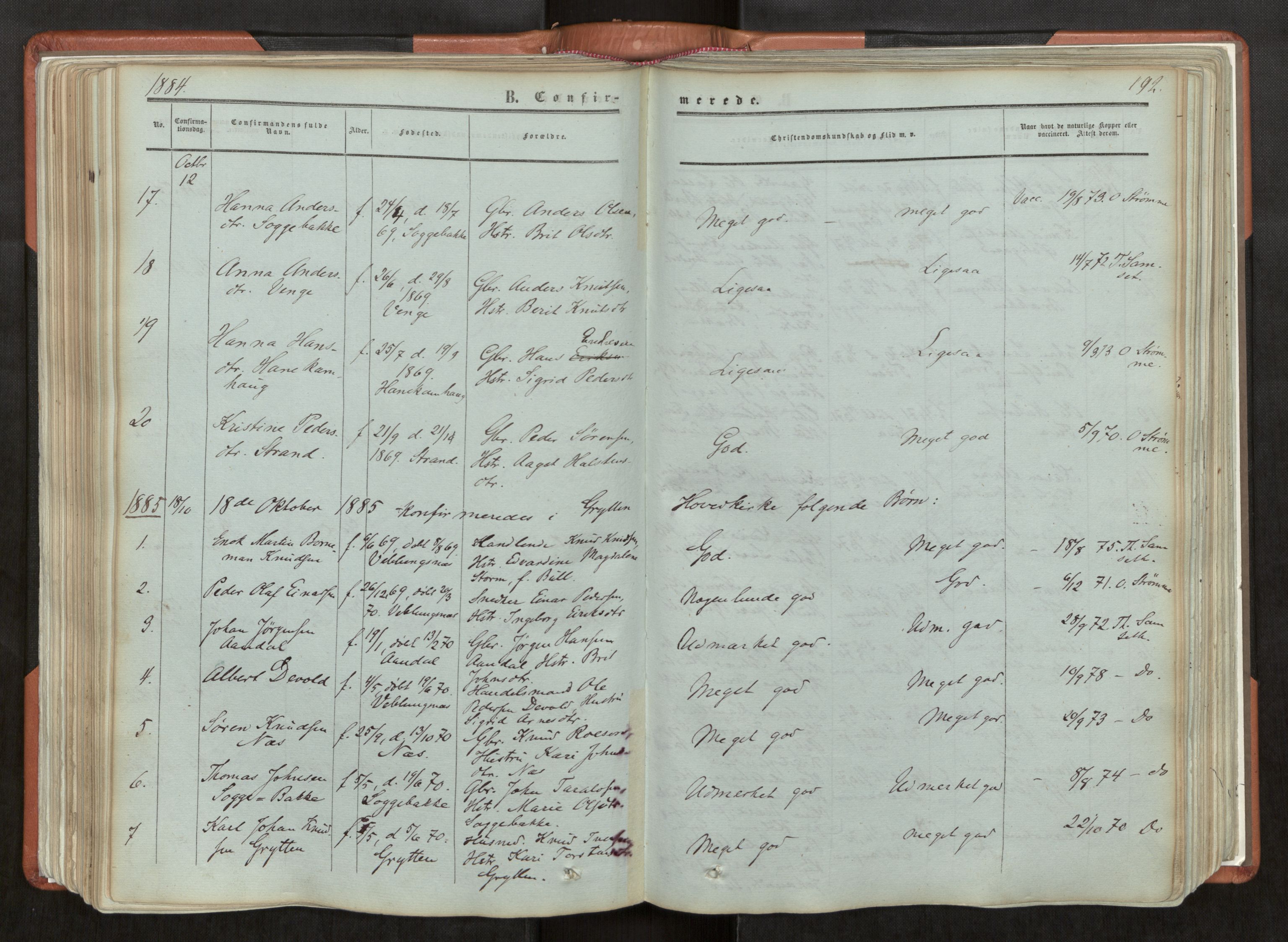 Ministerialprotokoller, klokkerbøker og fødselsregistre - Møre og Romsdal, AV/SAT-A-1454/544/L0572: Parish register (official) no. 544A05, 1854-1886, p. 192