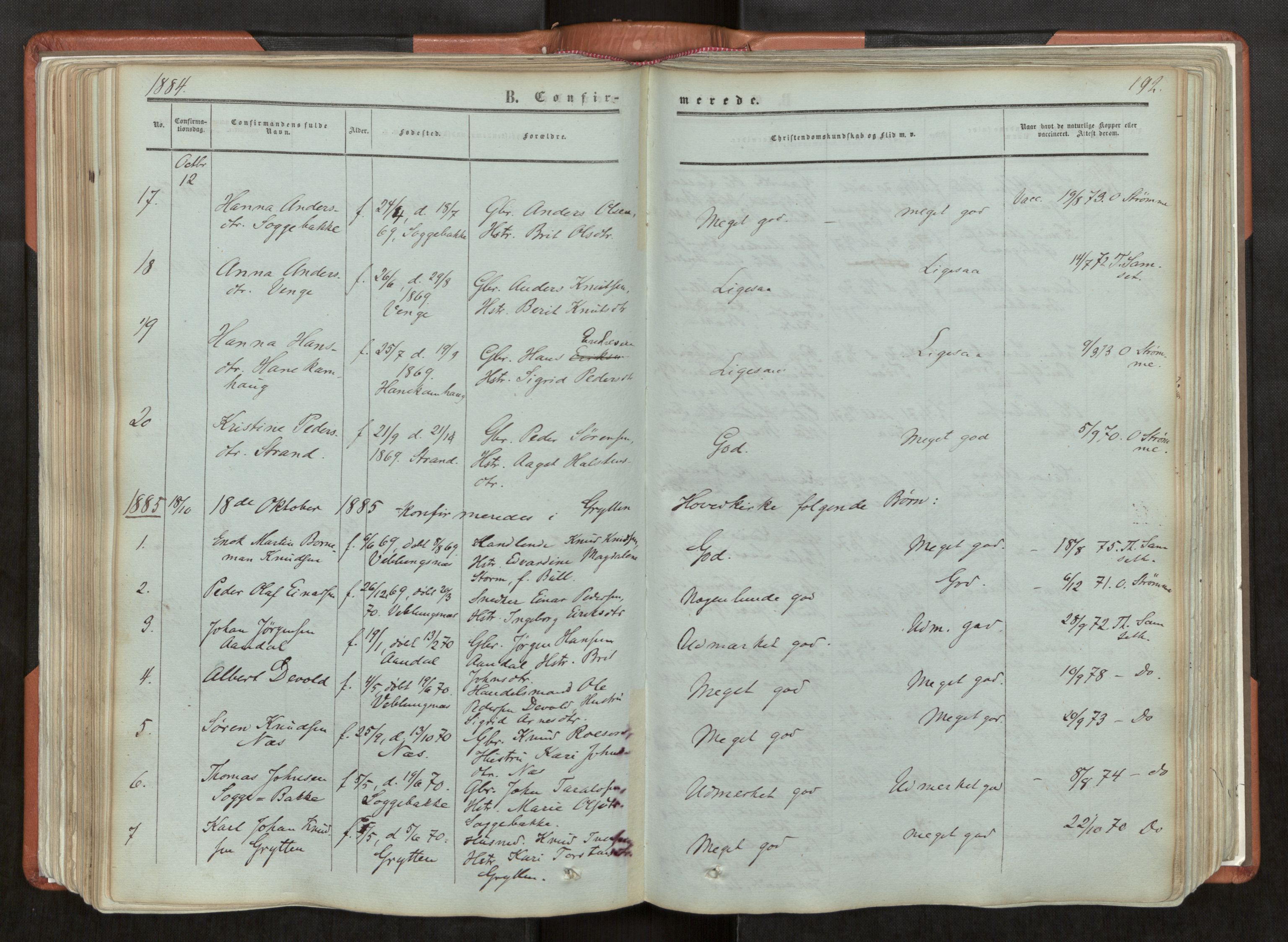 Ministerialprotokoller, klokkerbøker og fødselsregistre - Møre og Romsdal, SAT/A-1454/544/L0572: Parish register (official) no. 544A05, 1854-1886, p. 192