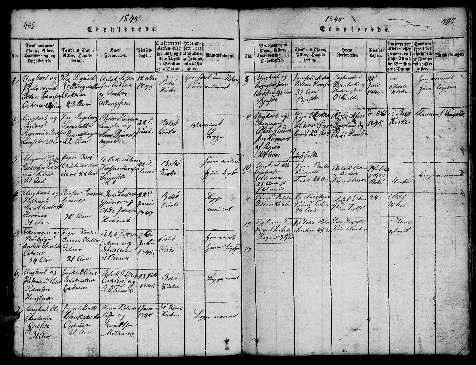 Ministerialprotokoller, klokkerbøker og fødselsregistre - Møre og Romsdal, SAT/A-1454/555/L0665: Parish register (copy) no. 555C01, 1818-1868, p. 406-407