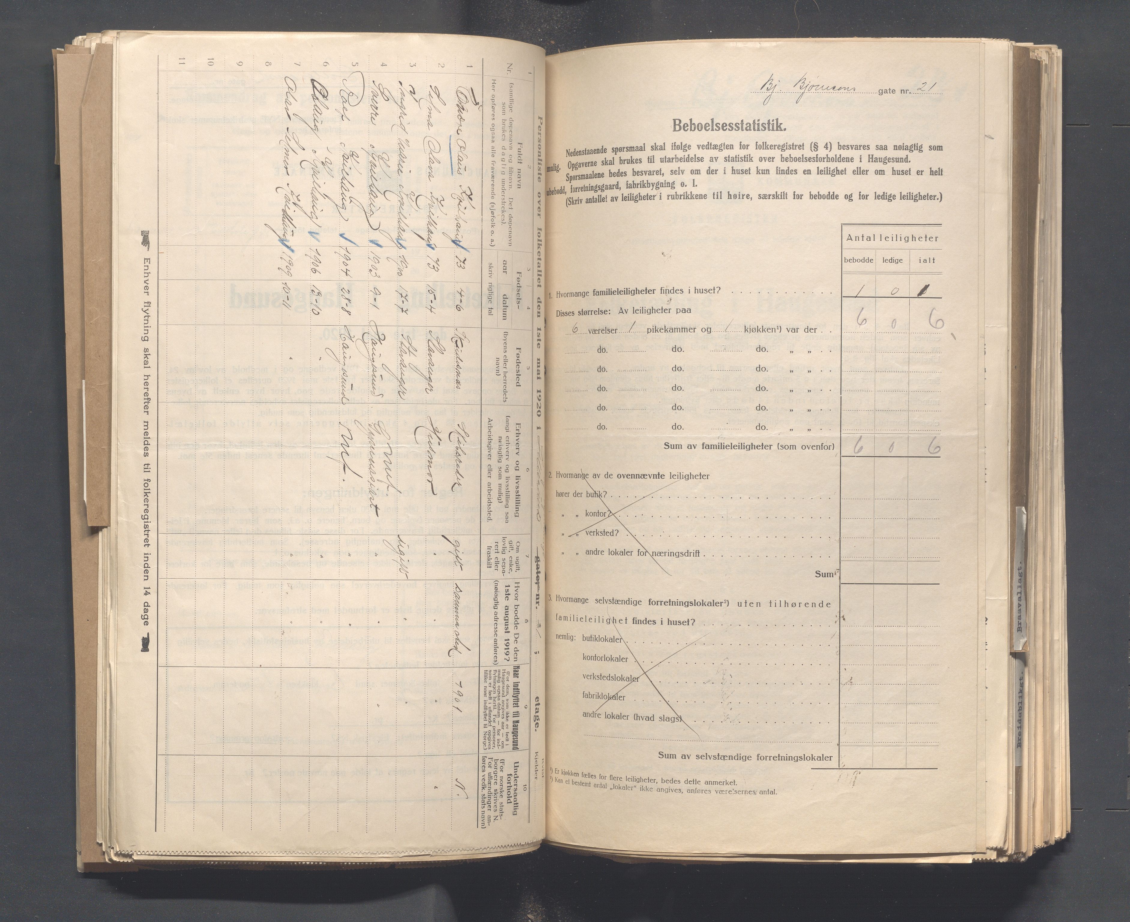 IKAR, Local census 1.5.1920 for Haugesund, 1920, p. 164