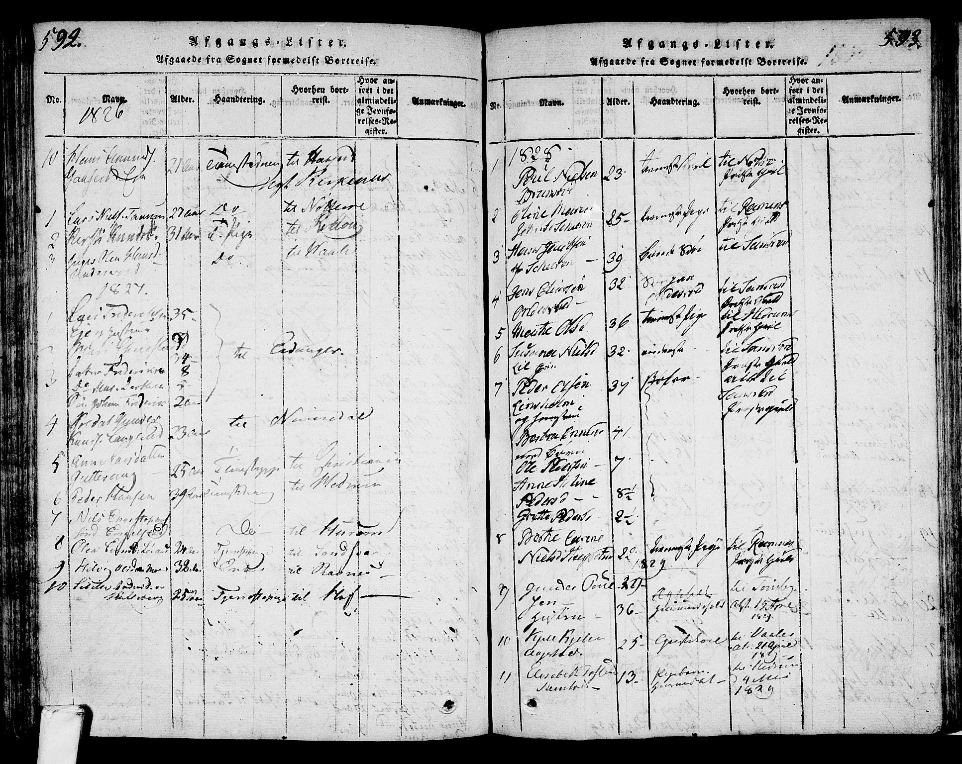 Lardal kirkebøker, AV/SAKO-A-350/F/Fa/L0005: Parish register (official) no. I 5, 1814-1835, p. 592-593