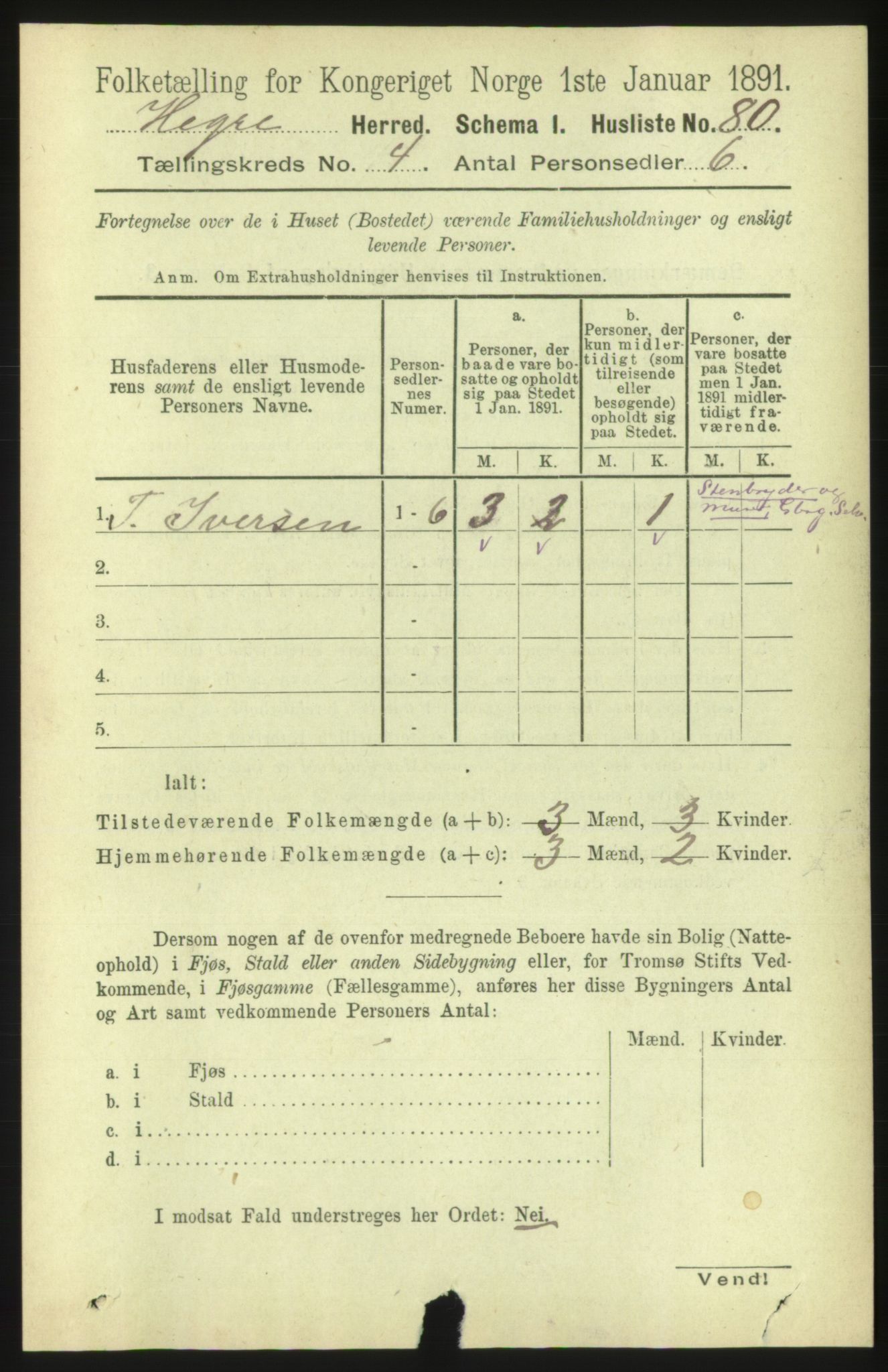 RA, 1891 census for 1712 Hegra, 1891, p. 1496