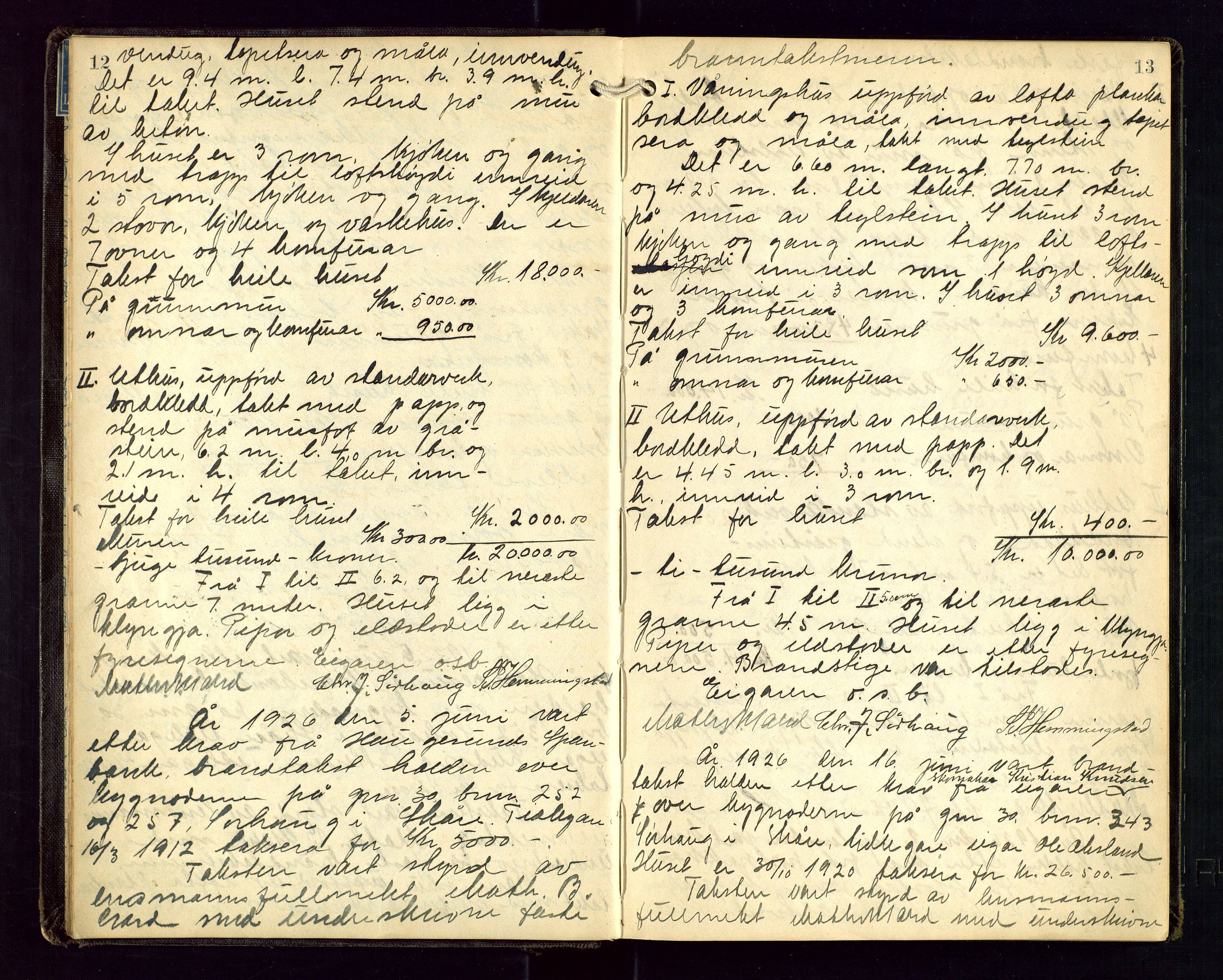 Torvestad lensmannskontor, AV/SAST-A-100307/1/Goa/L0004: "Brandtakstsprotokoll for lensmannen i Torvastad", 1925-1934, p. 12-13