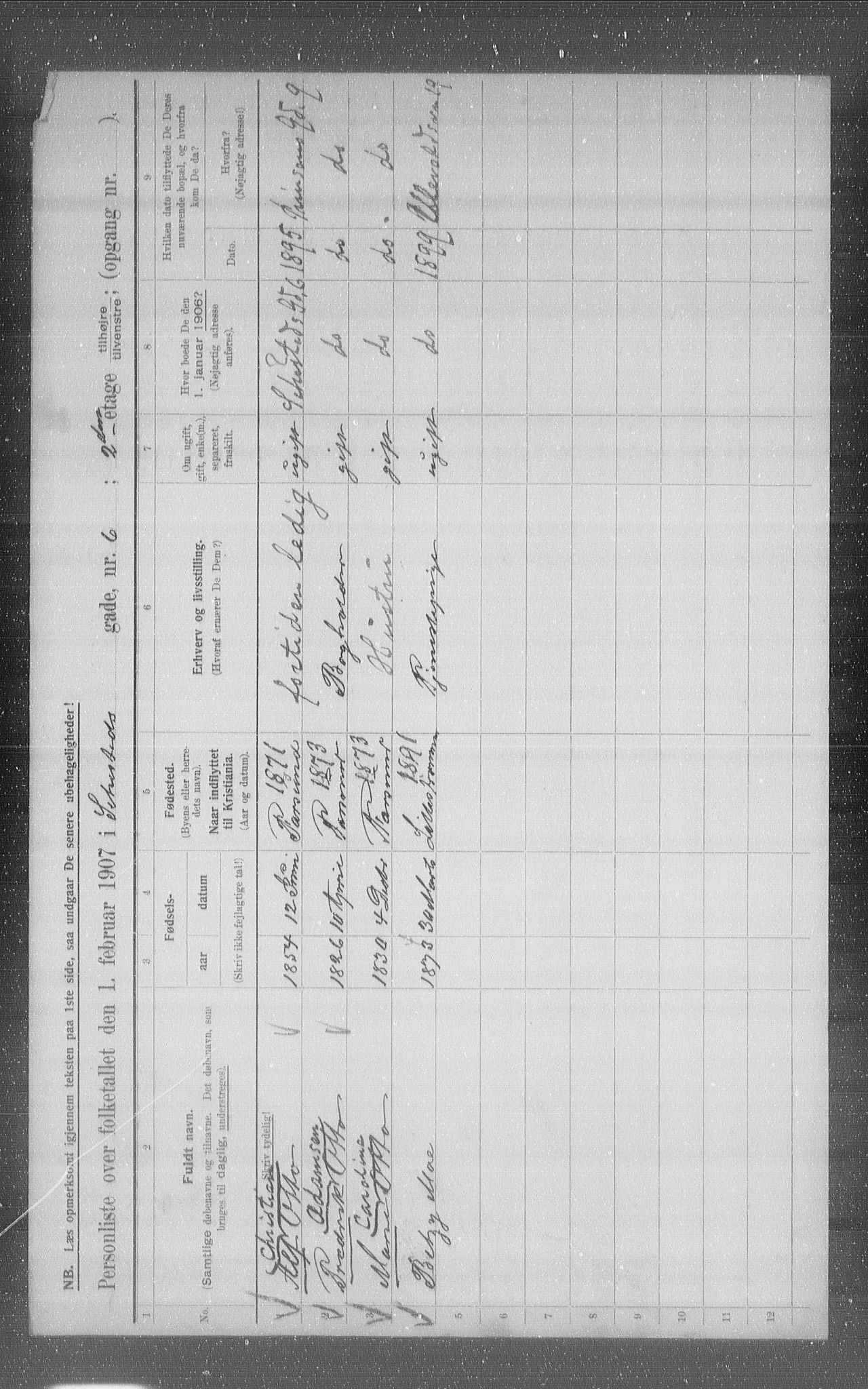 OBA, Municipal Census 1907 for Kristiania, 1907, p. 47889